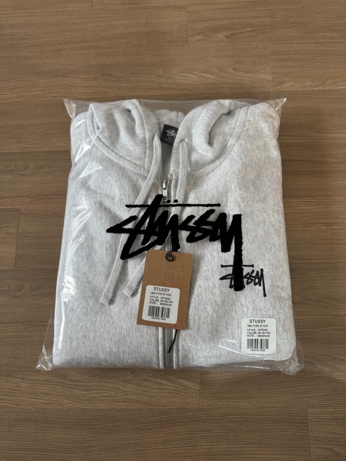 스투시 베이직 스투시 후드 집업 애쉬 헤더 그레이 상품이미지1