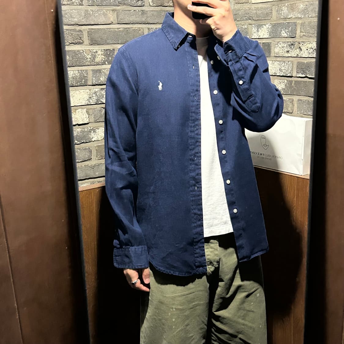 M) 폴로 랄프로렌 클래식핏 네이비 린넨 셔츠 상품이미지8