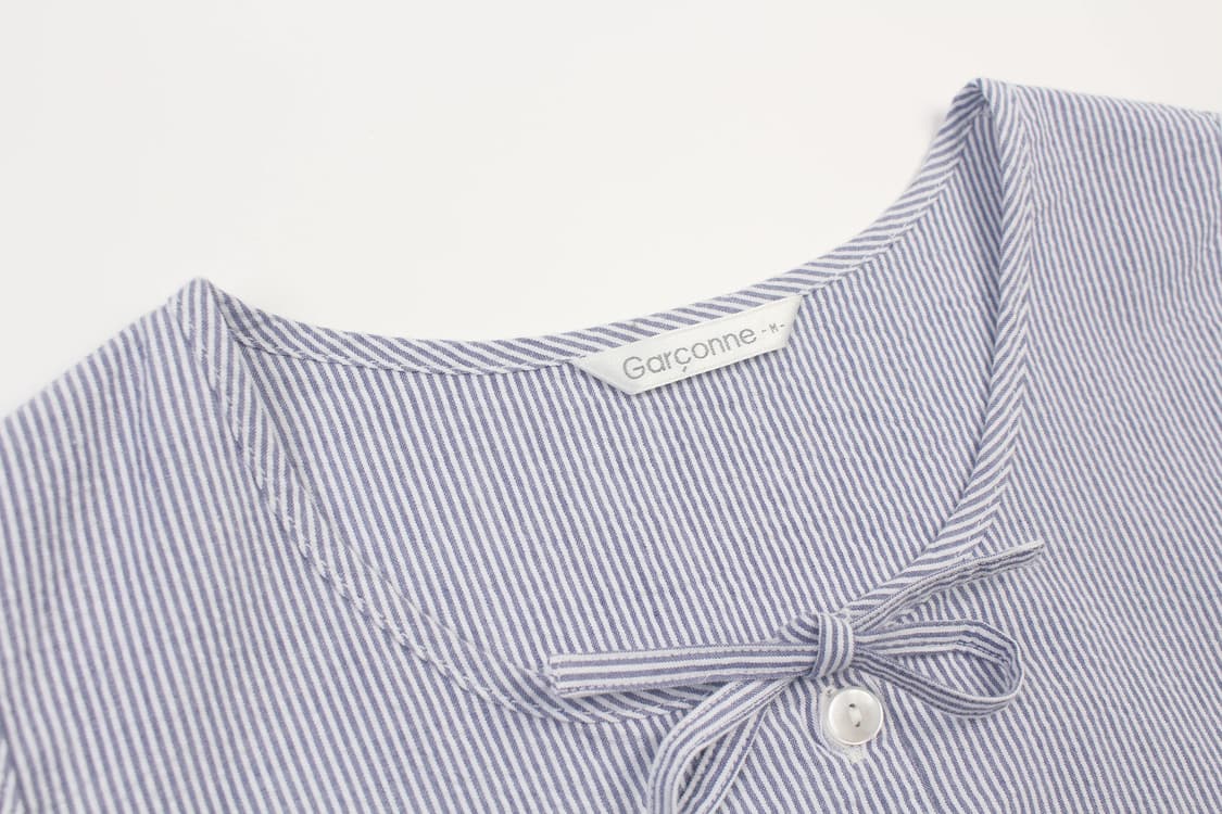 GARCONNE Stripe Sleeveless Ribbon Blouse 상품이미지3