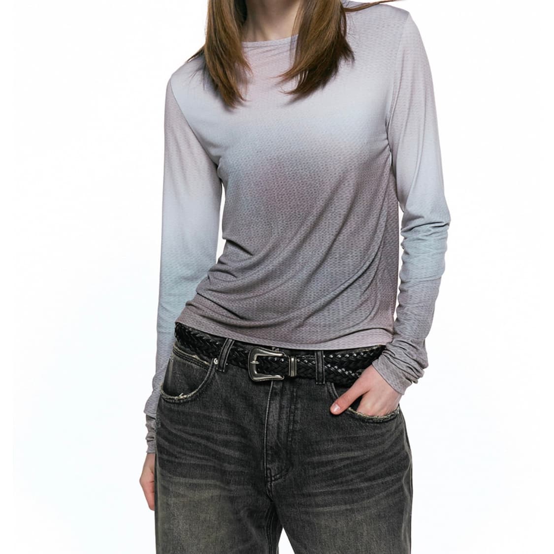 인사일런스 우먼 스머징 그래픽 탑 긴팔티 S 상품이미지3