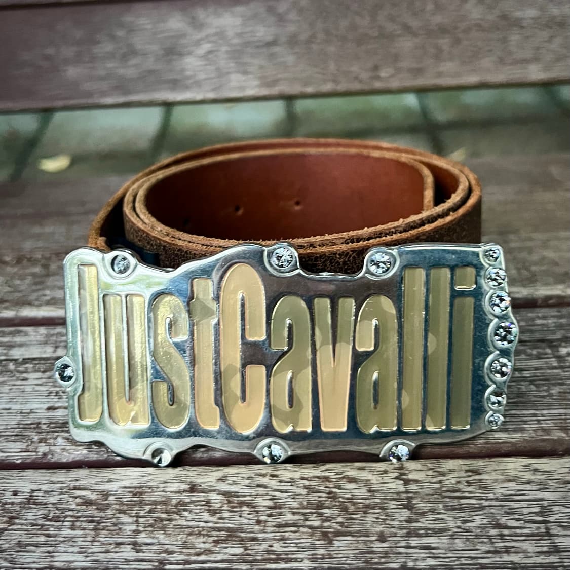 Just Cavalli 레터링 플레이트 리얼 레더 벨트 상품이미지7