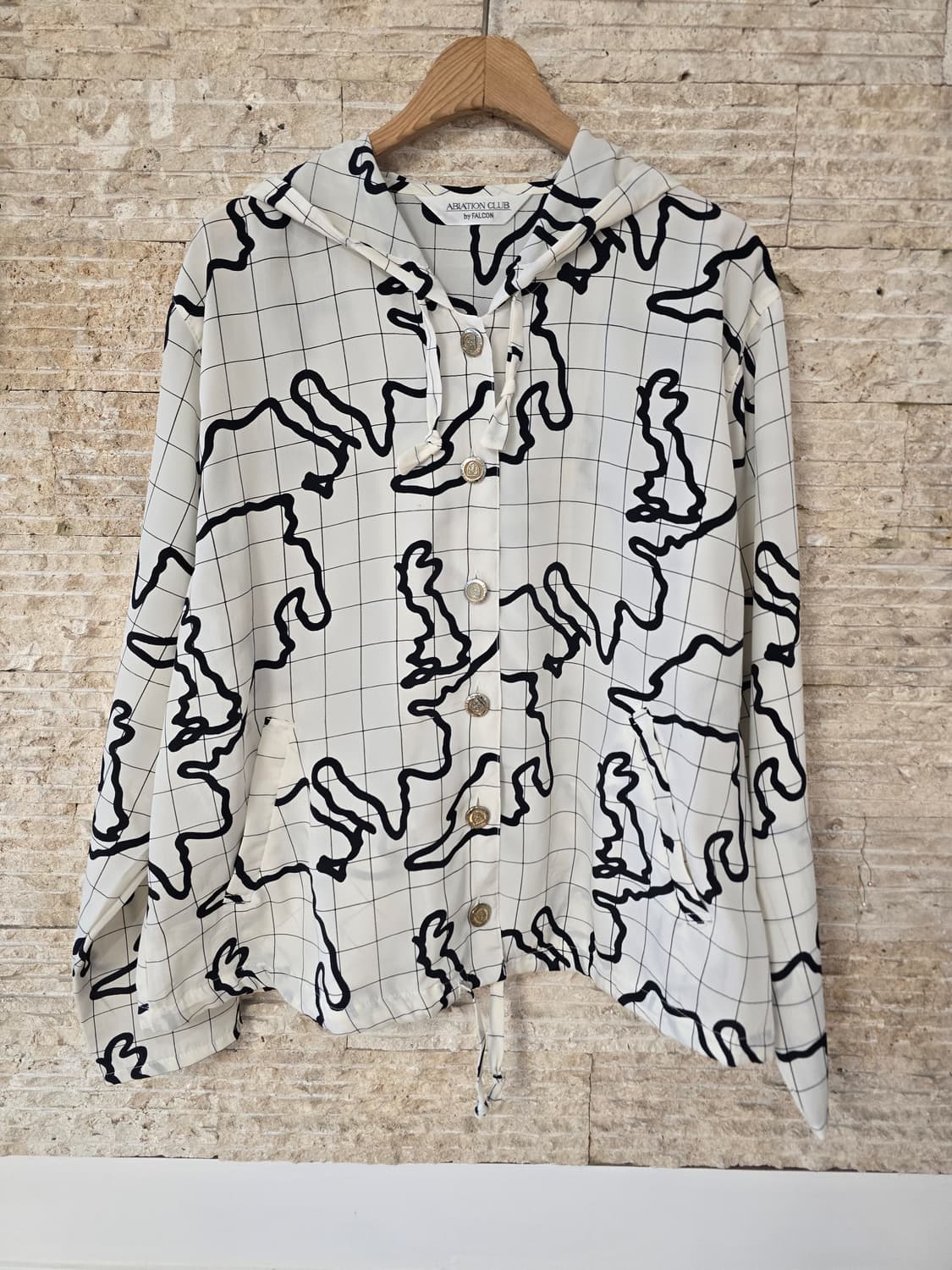 Abiation Club by Falcon의 패턴 후드 블라우스 세미크롭 상품이미지1