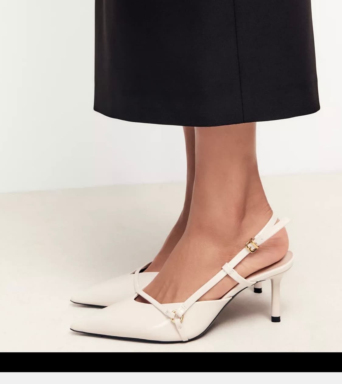 자라 아이보리 스트랩 슬링백 버클 힐 36 상품이미지1
