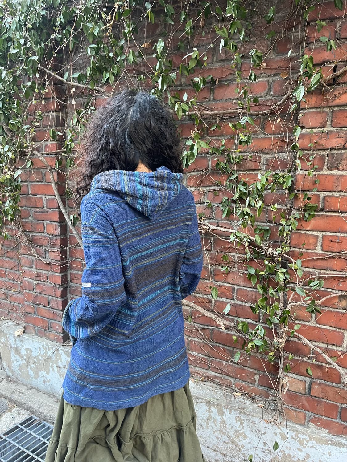 히피 무드 줄무늬 블루 투웨이 후드집업 상품이미지5