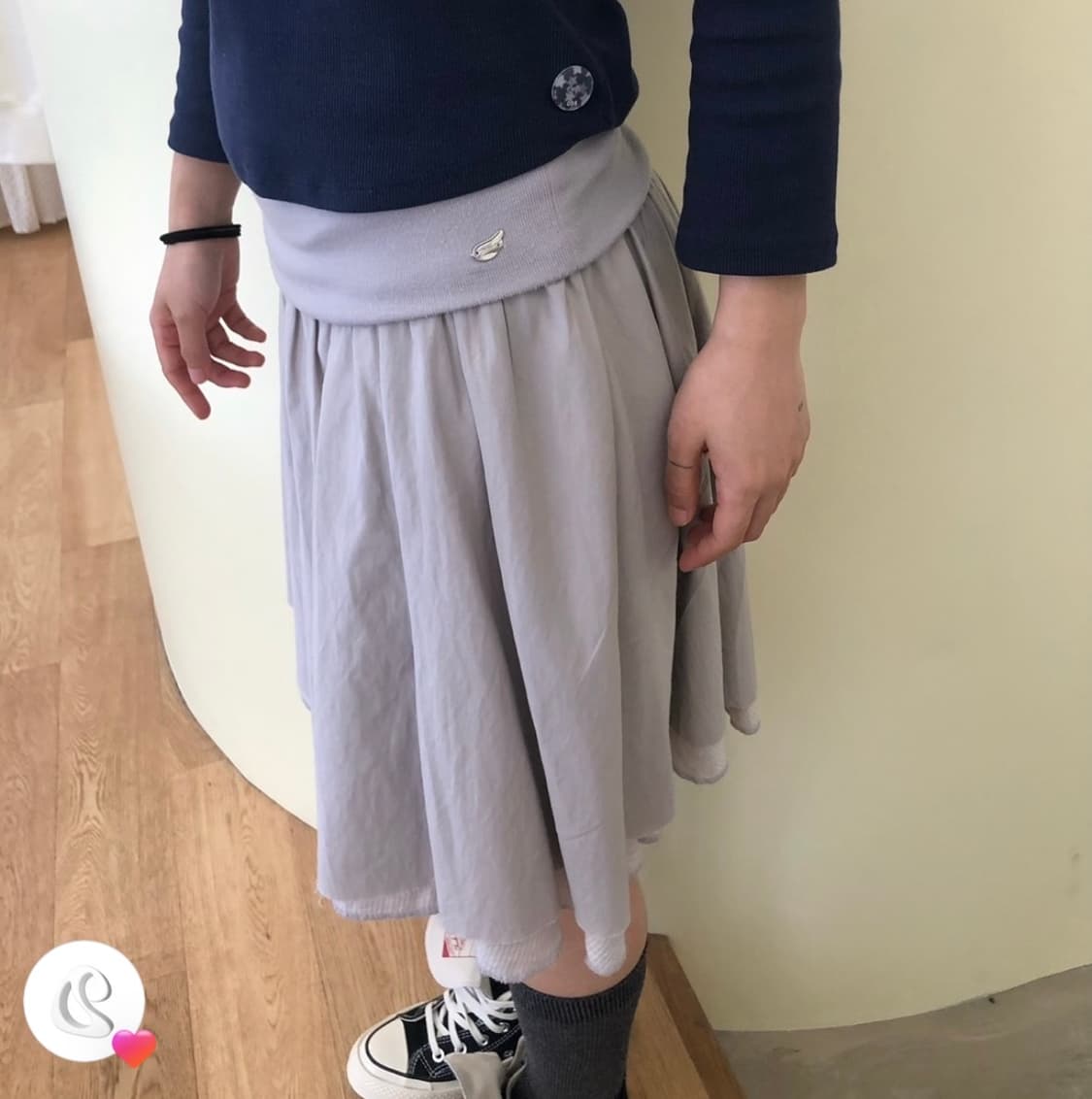 코이세이오 더블 셔링 스커트 그레이 2size 상품이미지2