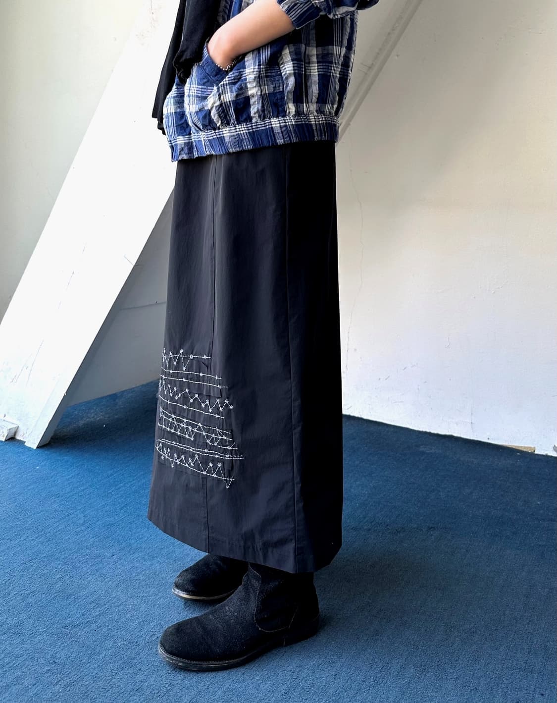 Washed nylon fabric design rework skirt 상품이미지9