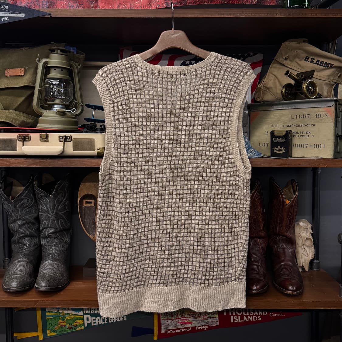 90s 폴로 랄프로렌 윈도우 체크 패턴 클래식 린넨 니트 베스트 N250 상품이미지2