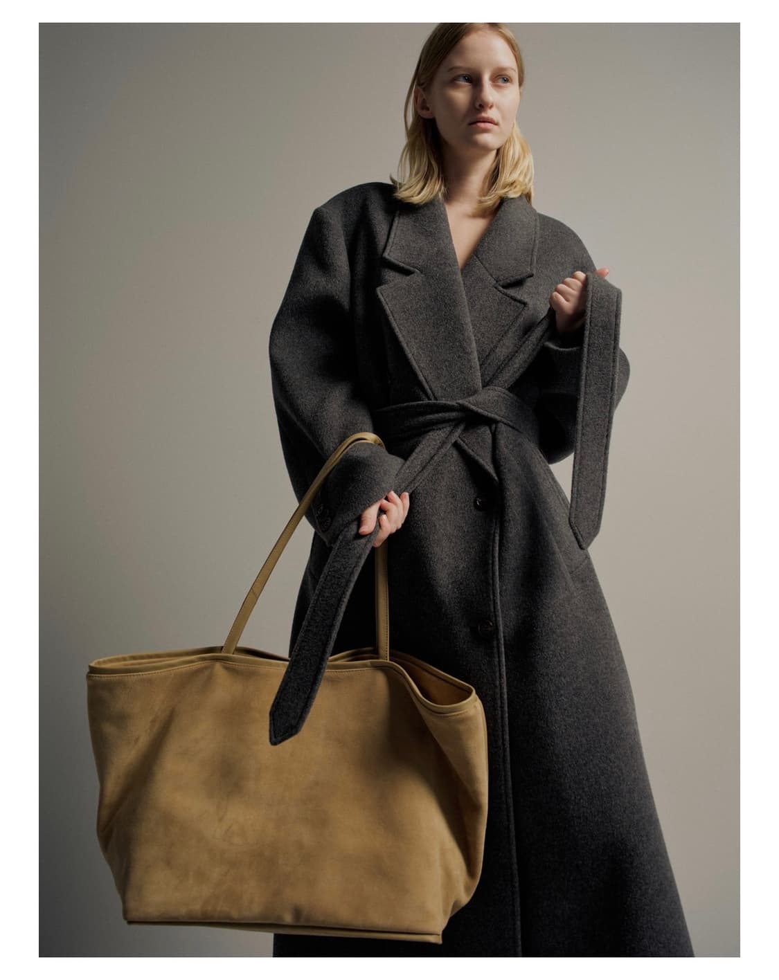 파사드패턴 캐시미어 벨티드 더블코트 - 차콜 상품이미지2