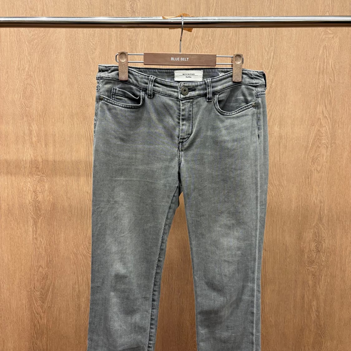 막스마라 위켄드 스트레치 스키니 데님 팬츠 나비 메탈 패치 디테일 그레이 상품이미지4