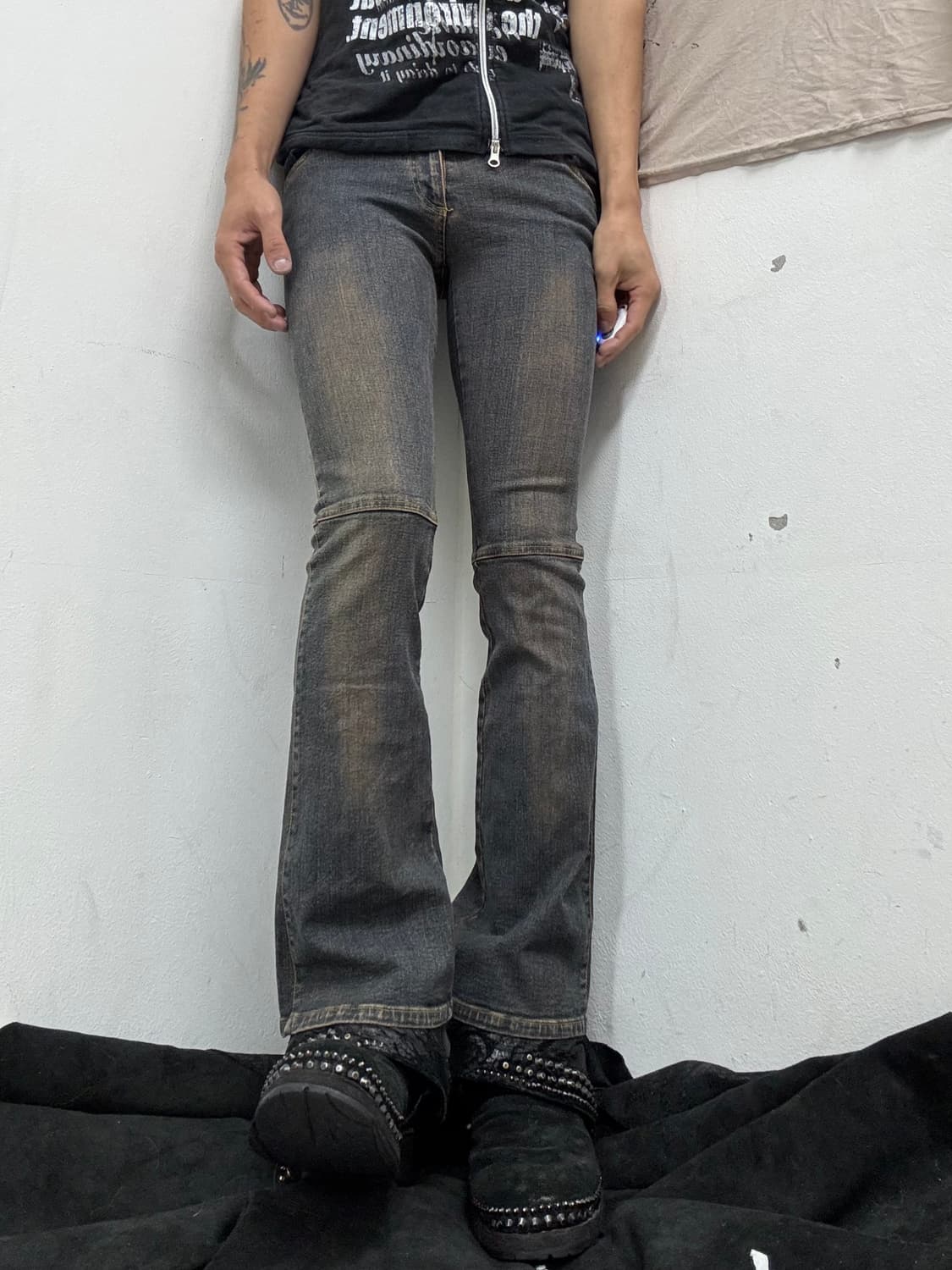 00’s Back Lace-Up Boots Cut Washed Pants 상품이미지2