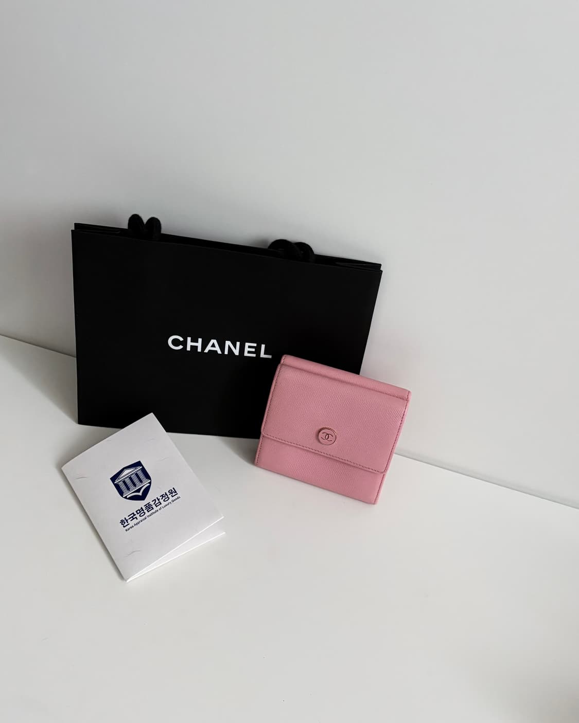 CHANEL 샤넬 cc 버튼 카드 반지갑 핑크 상품이미지3