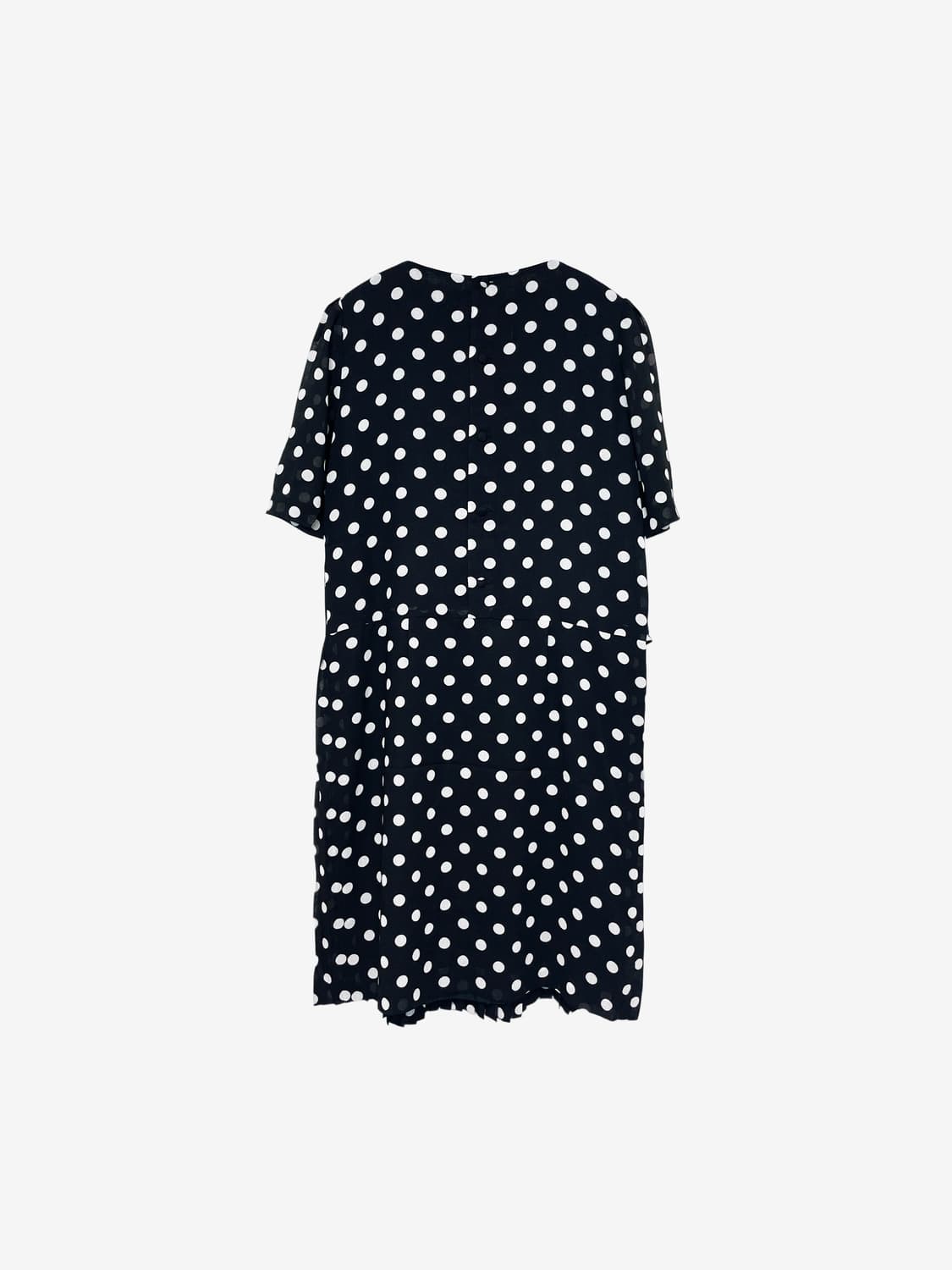 Pleated Wrap Dot Midi Dress - Black 상품이미지7