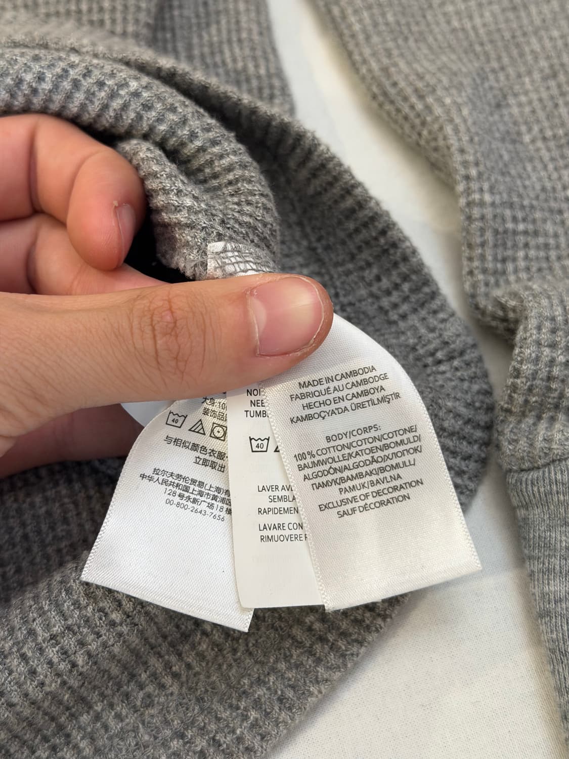 폴로 랄프로렌 와플 써멀 롱슬리브 긴팔티 그레이 상품이미지5