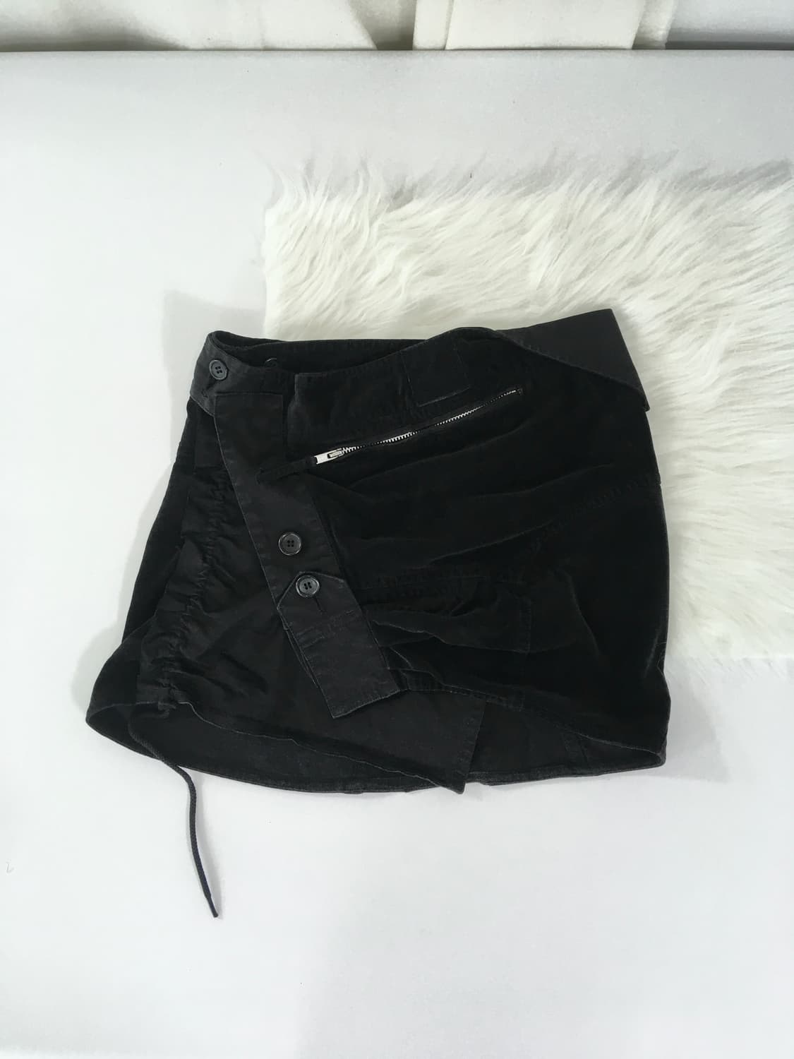 고무 프릴 패치 랩 스커트 상품이미지2