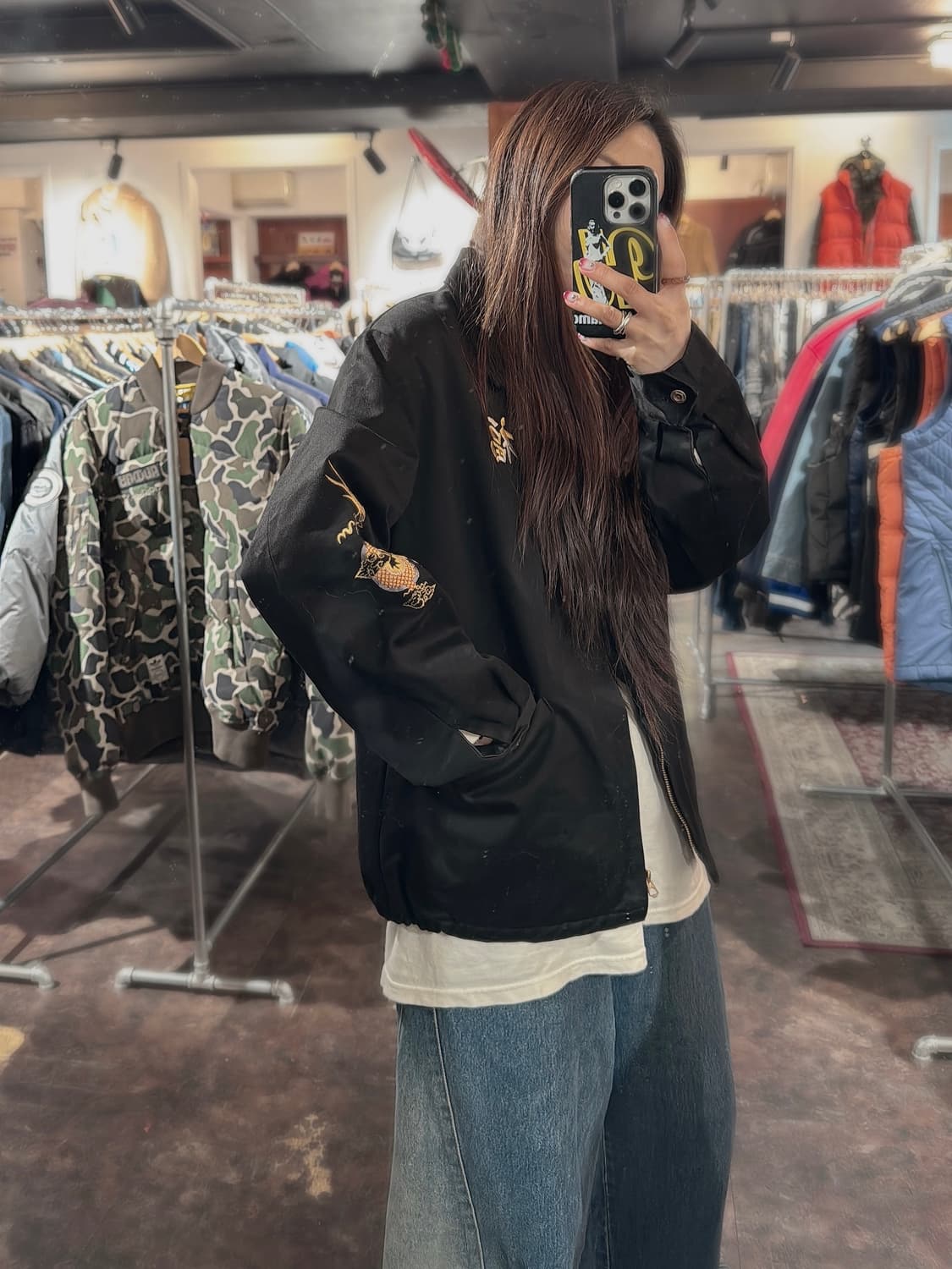 아웃스탠딩 수베니어 베트남 스카잔 블루종 자수 카라 자켓 S 상품이미지9