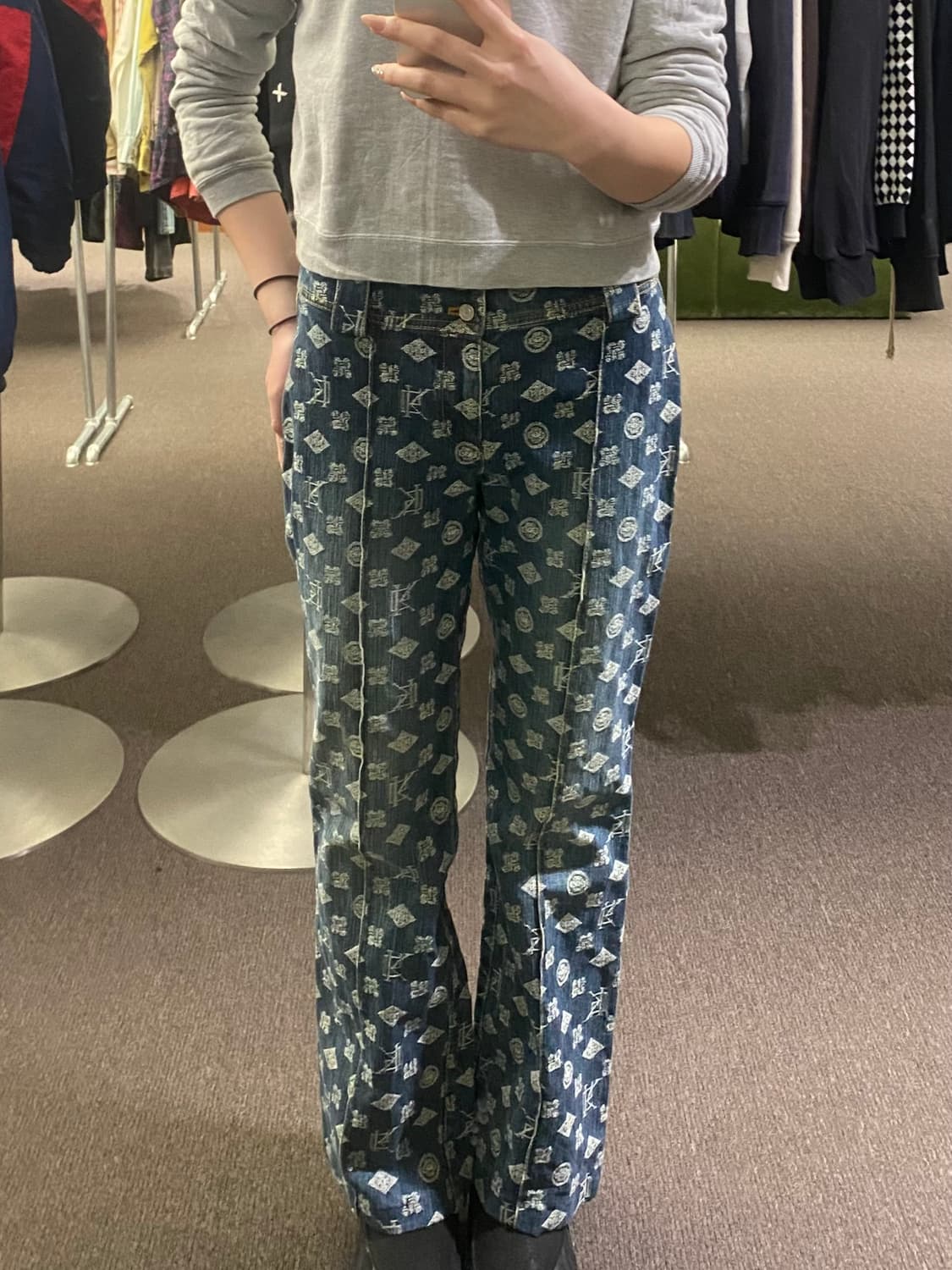 9)Japanese vintage 여성 모노그램 부츠컷 데님팬츠 상품이미지2