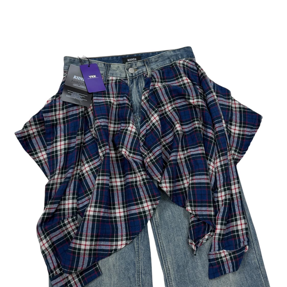 빈티지 셔츠 레이어드 데님 팬츠 바지 L 상품이미지2