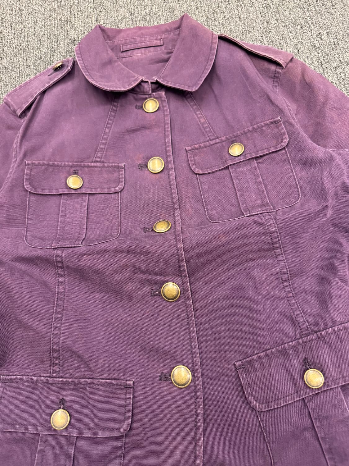 M)유니클로 일본판 빈티지 금장 버튼 퍼플 여성 자켓 상품이미지2
