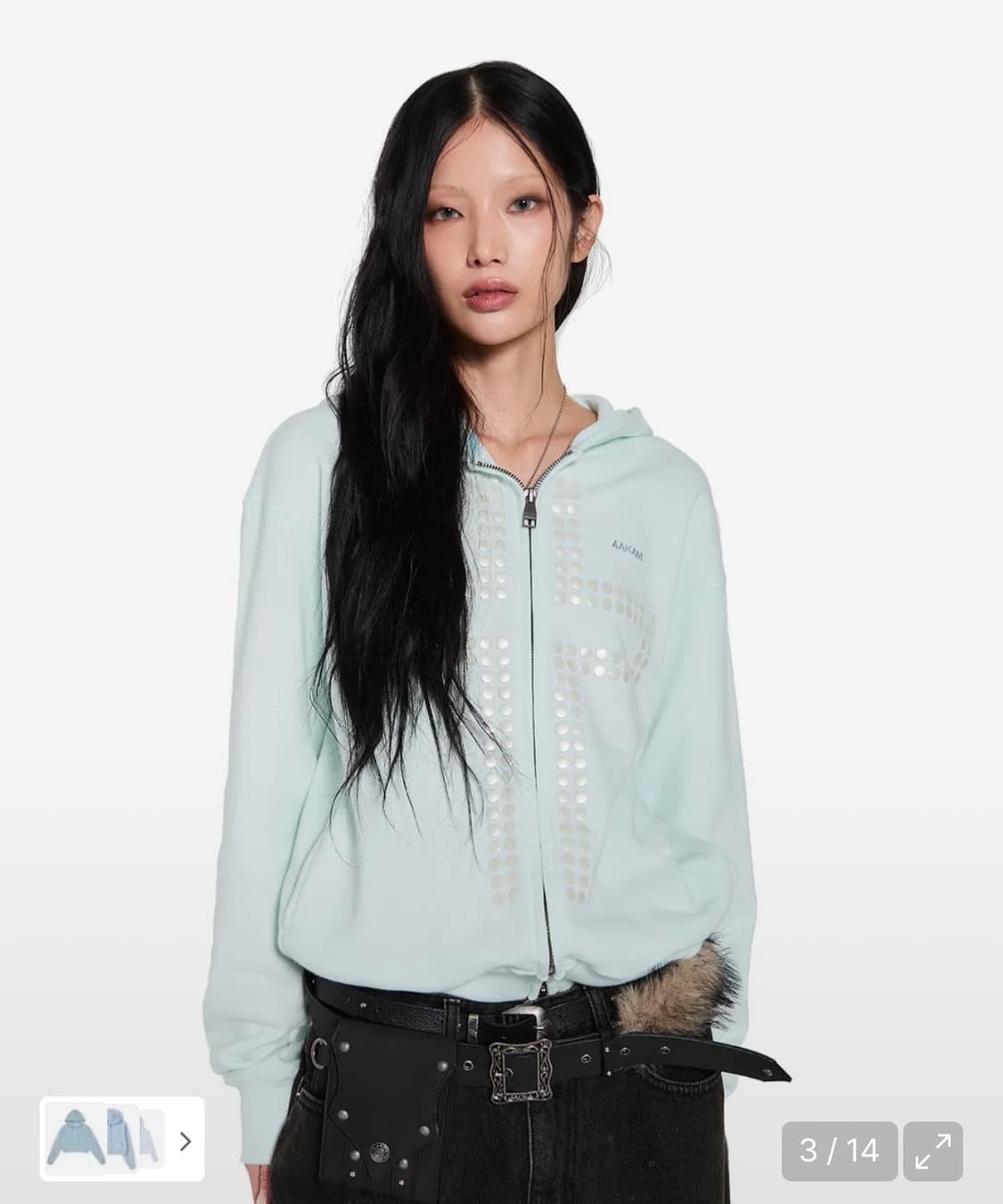 아캄 라인스톤 집업 후디 Size 1 상품이미지4