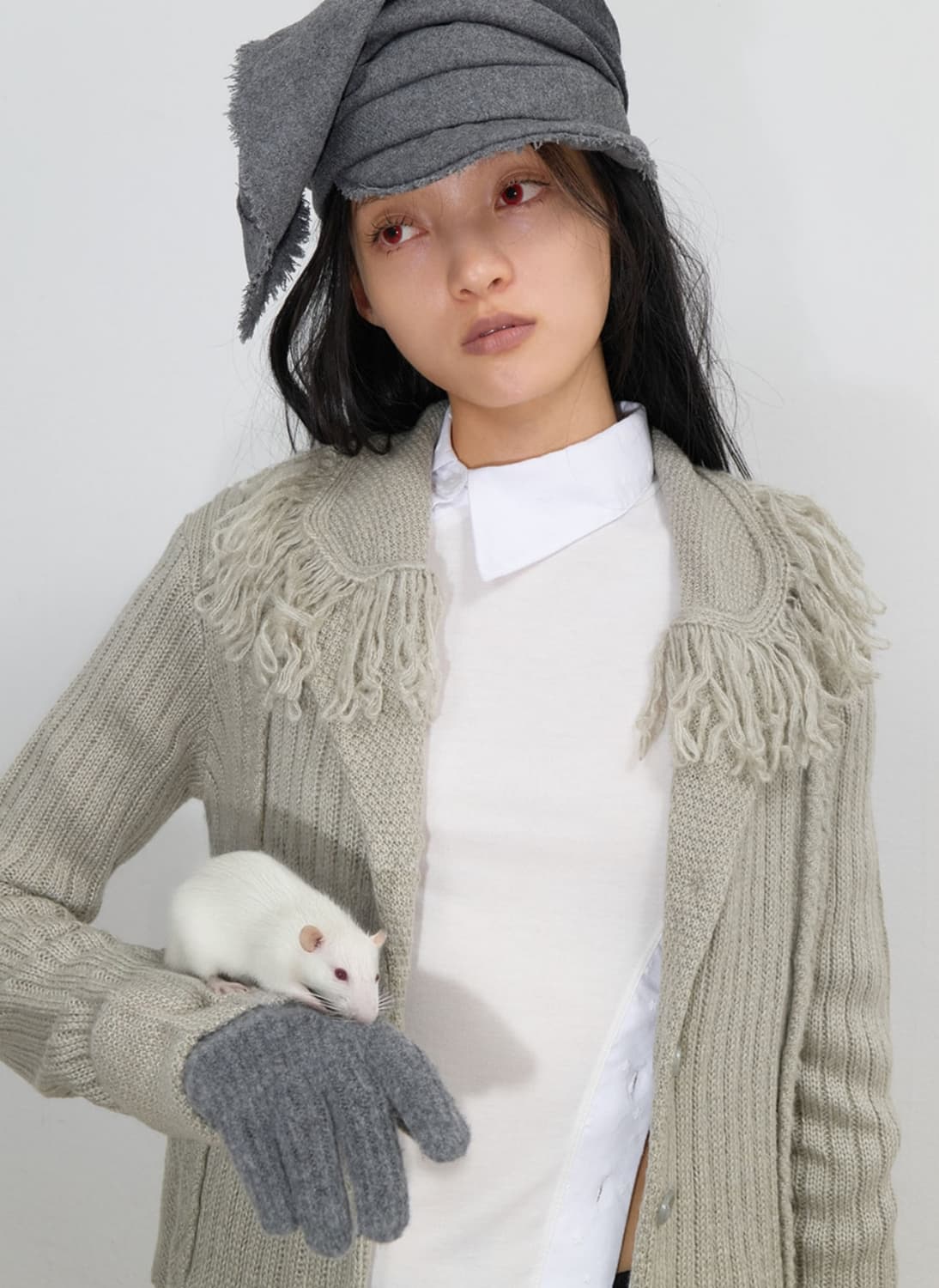 오호스 테슬 니트 가디건 그레이 1 상품이미지1