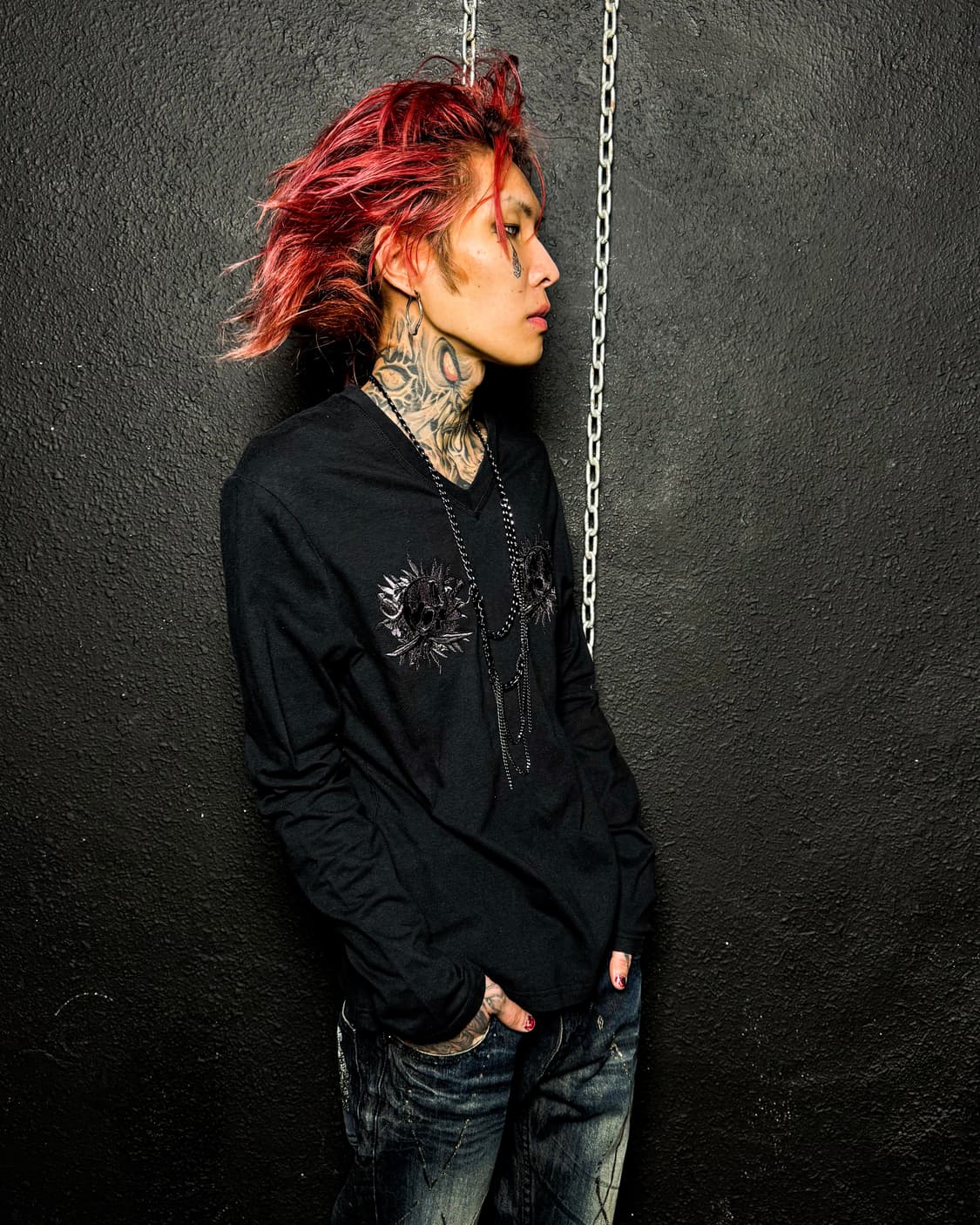 ABORDAGE – Skull V-Neck Long Sleeve  상품이미지3