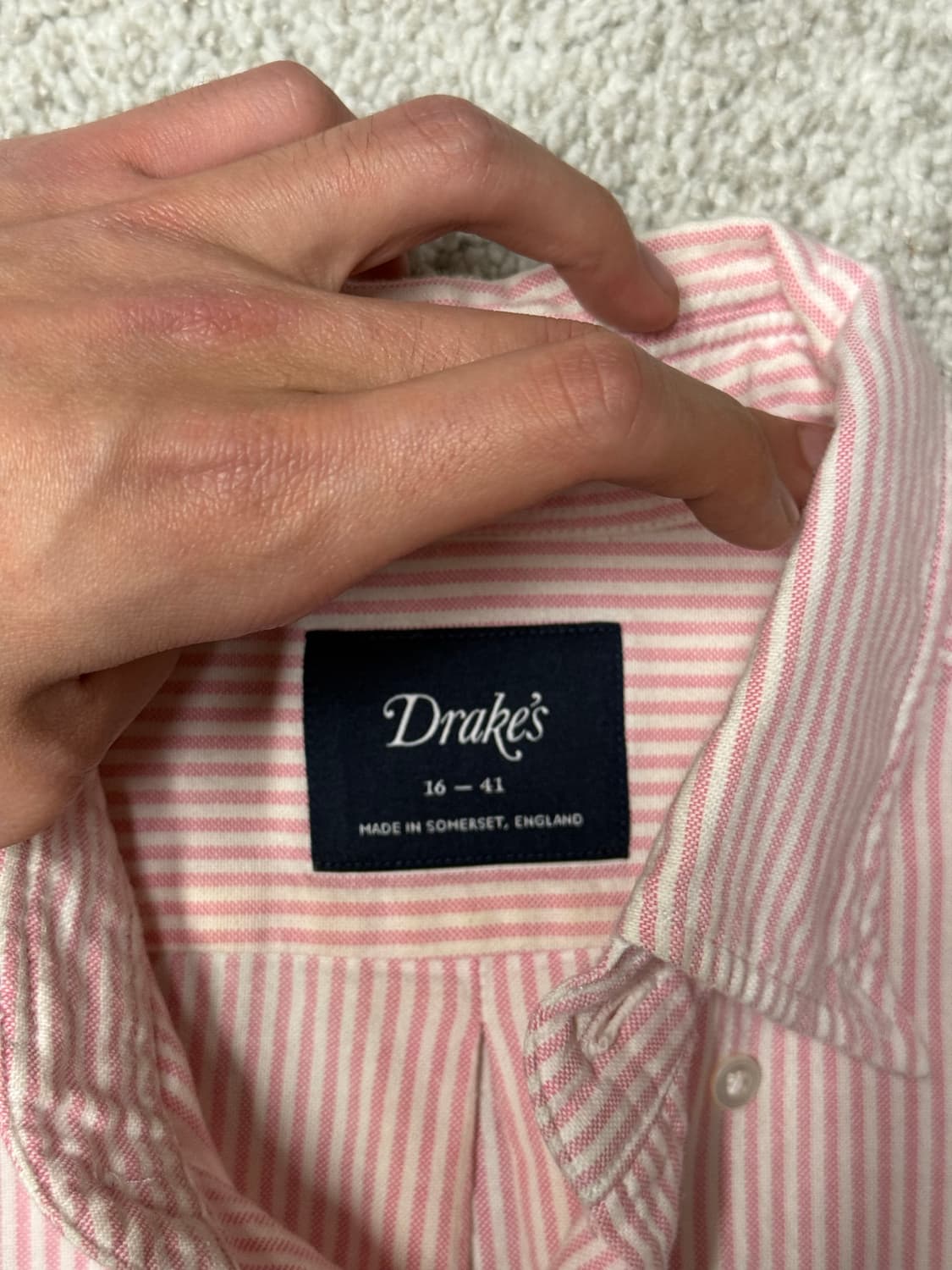 드레익스 코튼 스트라이프 포켓 셔츠 핑크 상품이미지2