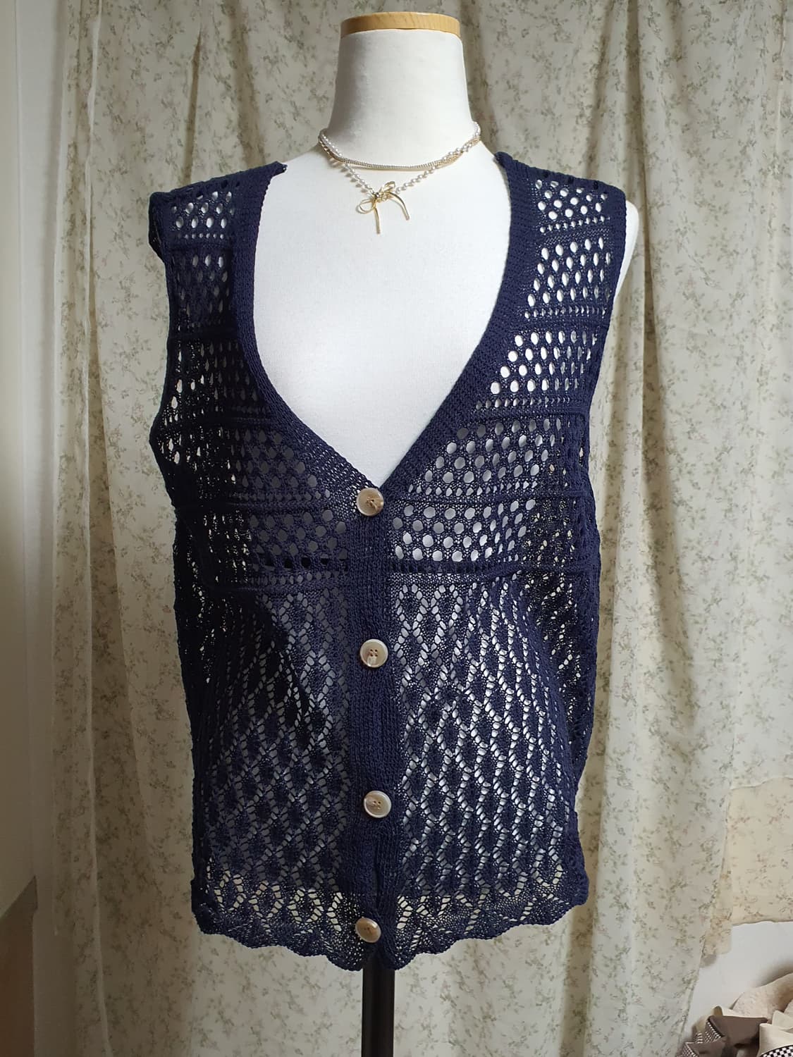 [빈티지] 네이비색 니트 조끼 여름니트 상품이미지1