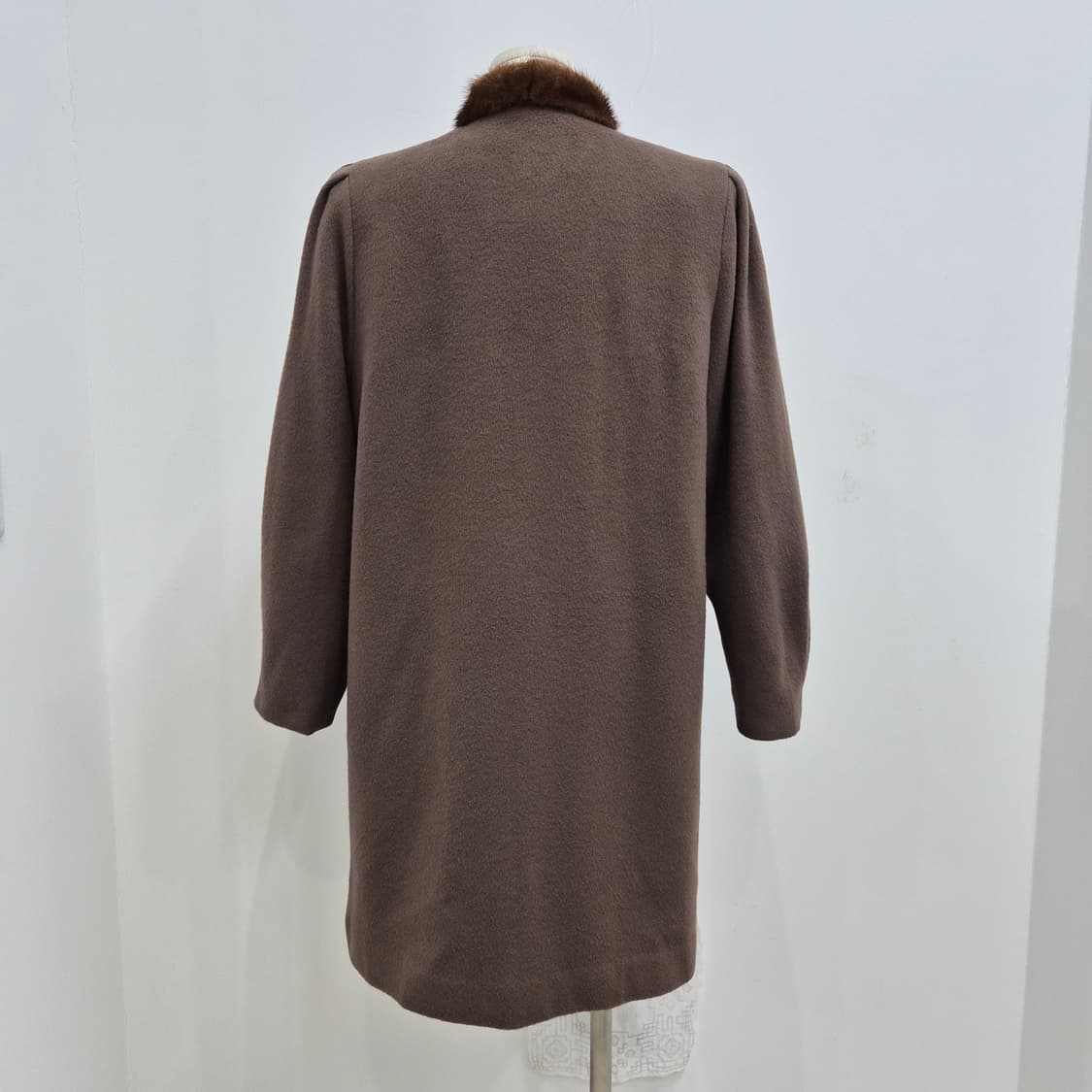 이태리 브라운 캐시미어 밍크퍼 트리밍 롱코트 상품이미지3