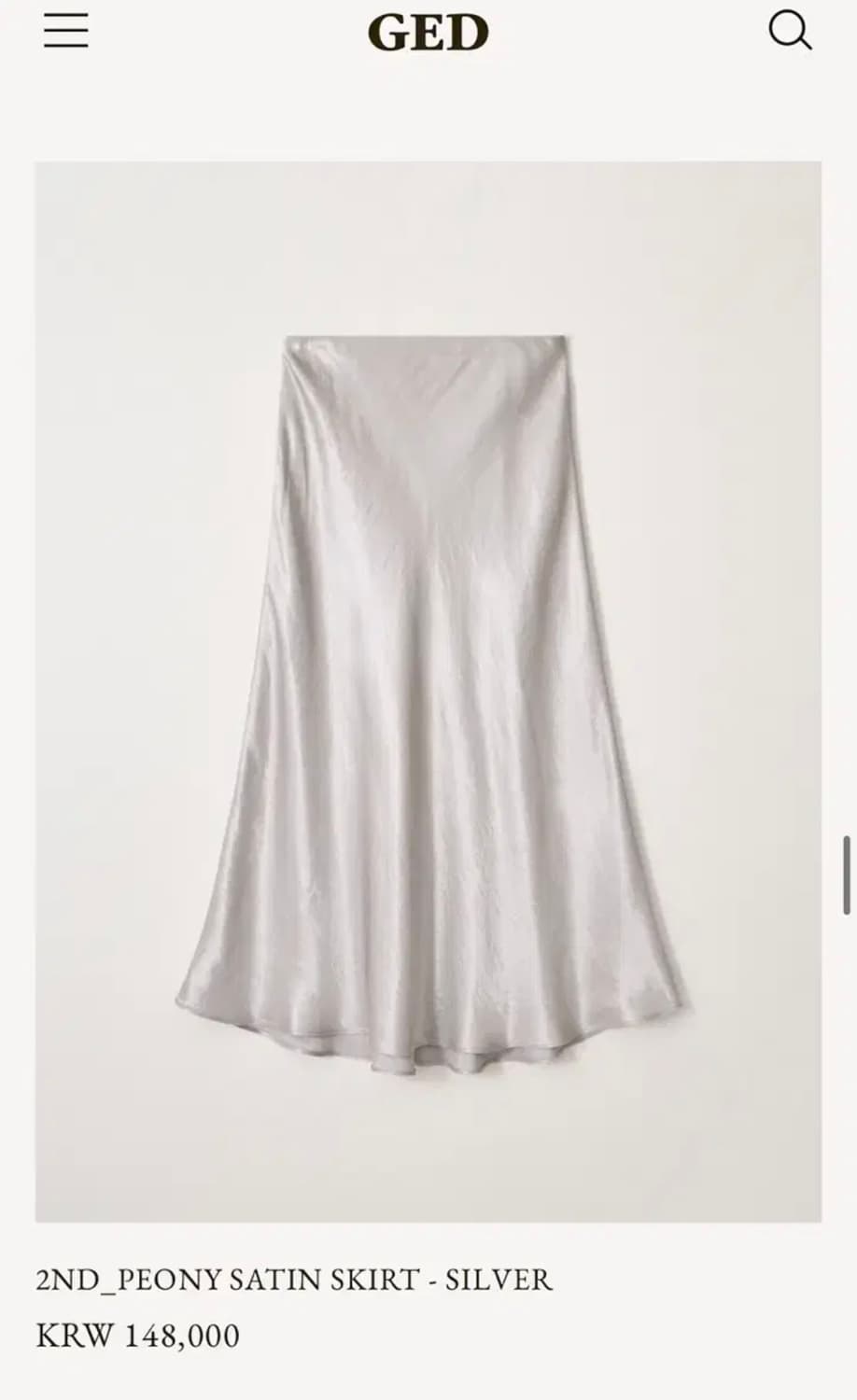 게드 GED 피오니 새틴스커트 실버 새상품 상품이미지1