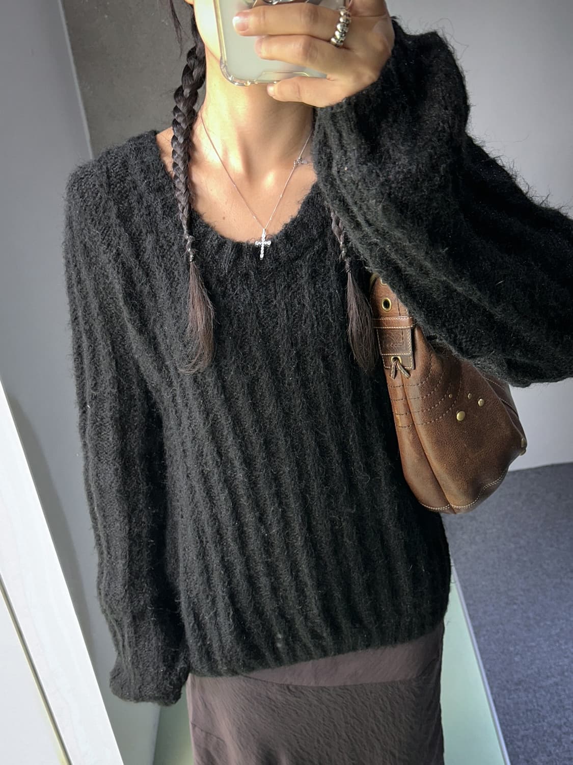 black ribbed long knit 상품이미지2