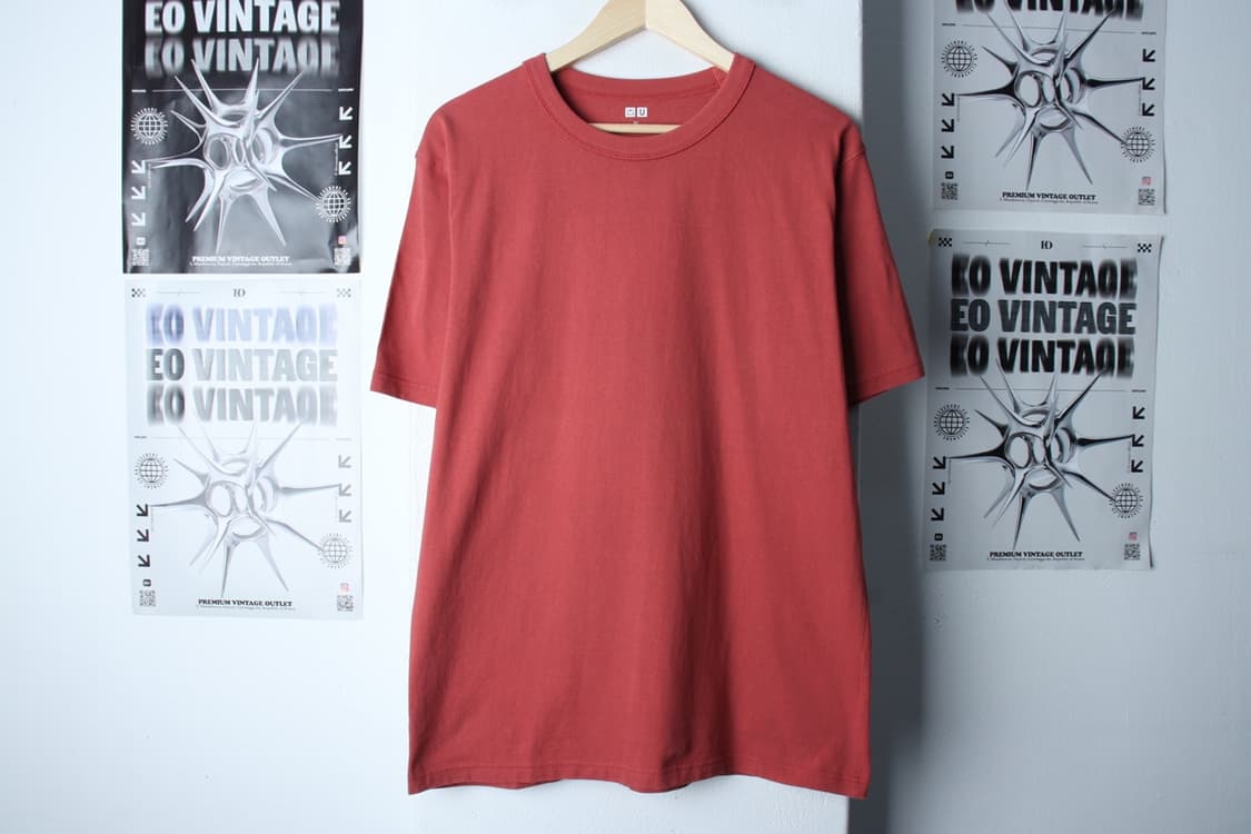 (XL-2XL) 유니클로 반팔 티셔츠 U라인 레드 무지-H31149 상품이미지2