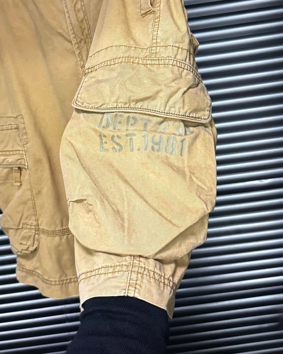 유니온베이 베이지 밀리터리 아미 입체 포켓 32 카고 워크 팬츠 반바지 상품이미지2