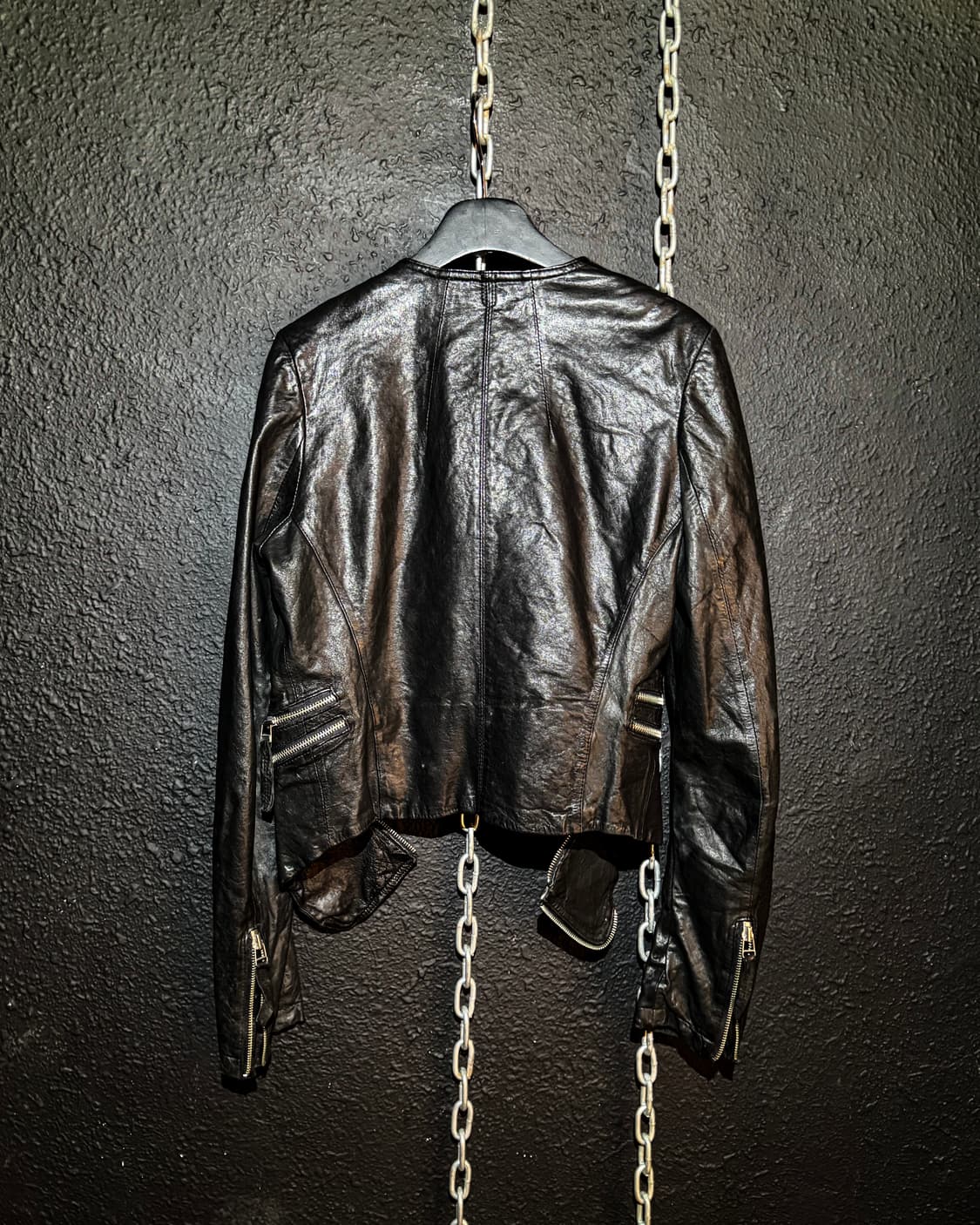 Opposite zipper slim leather jacket  상품이미지9