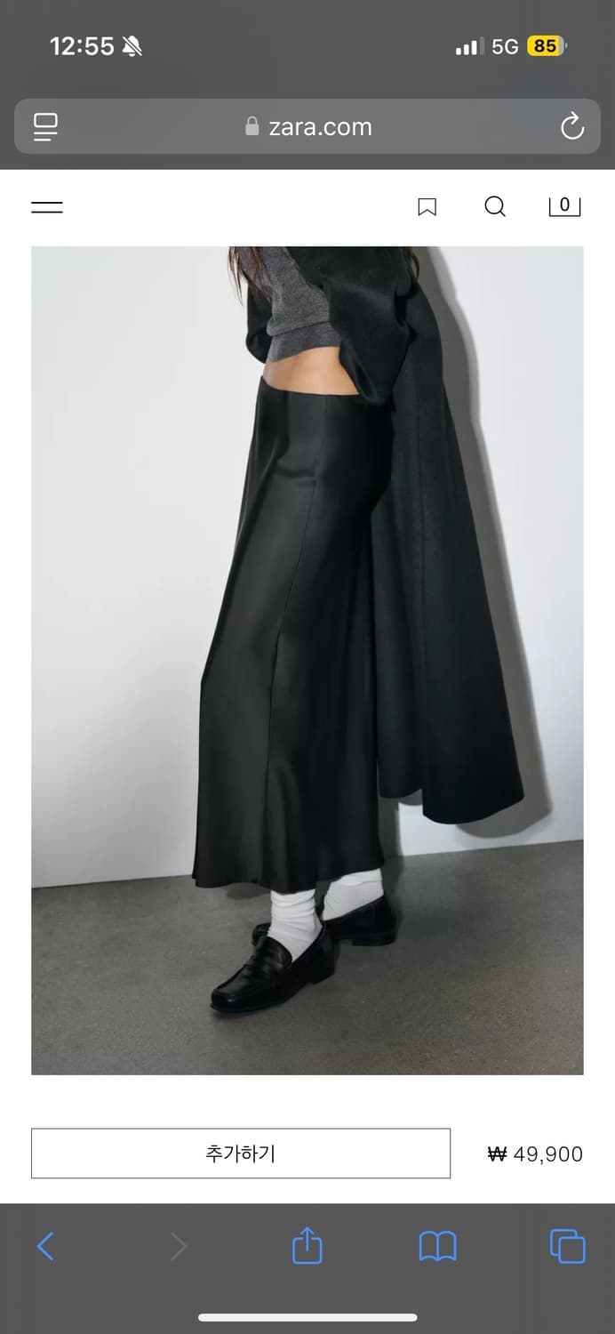 자라 새틴 미디스커트 블랙 S 새상품 상품이미지2