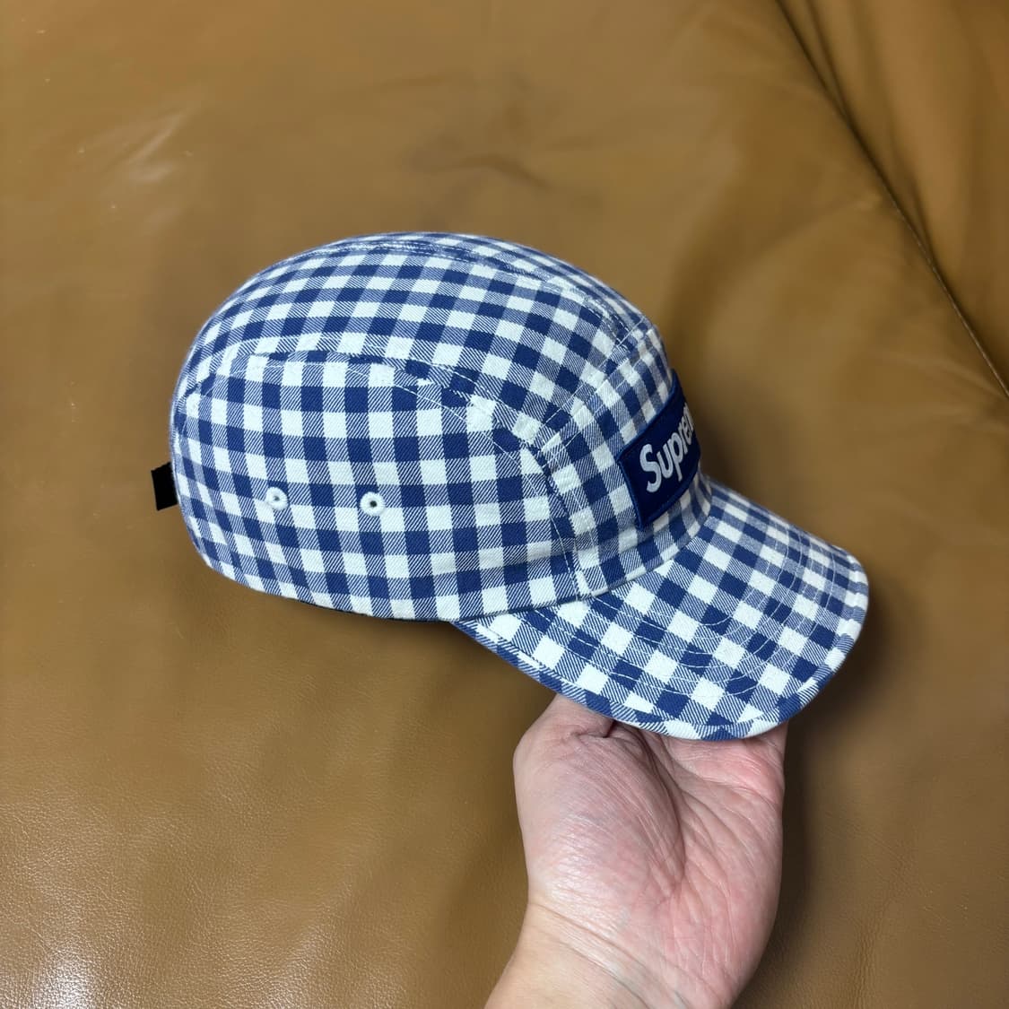 슈프림 캠프캡 모자 박스로고 23ss 깅엄체크 네이비 상품이미지4
