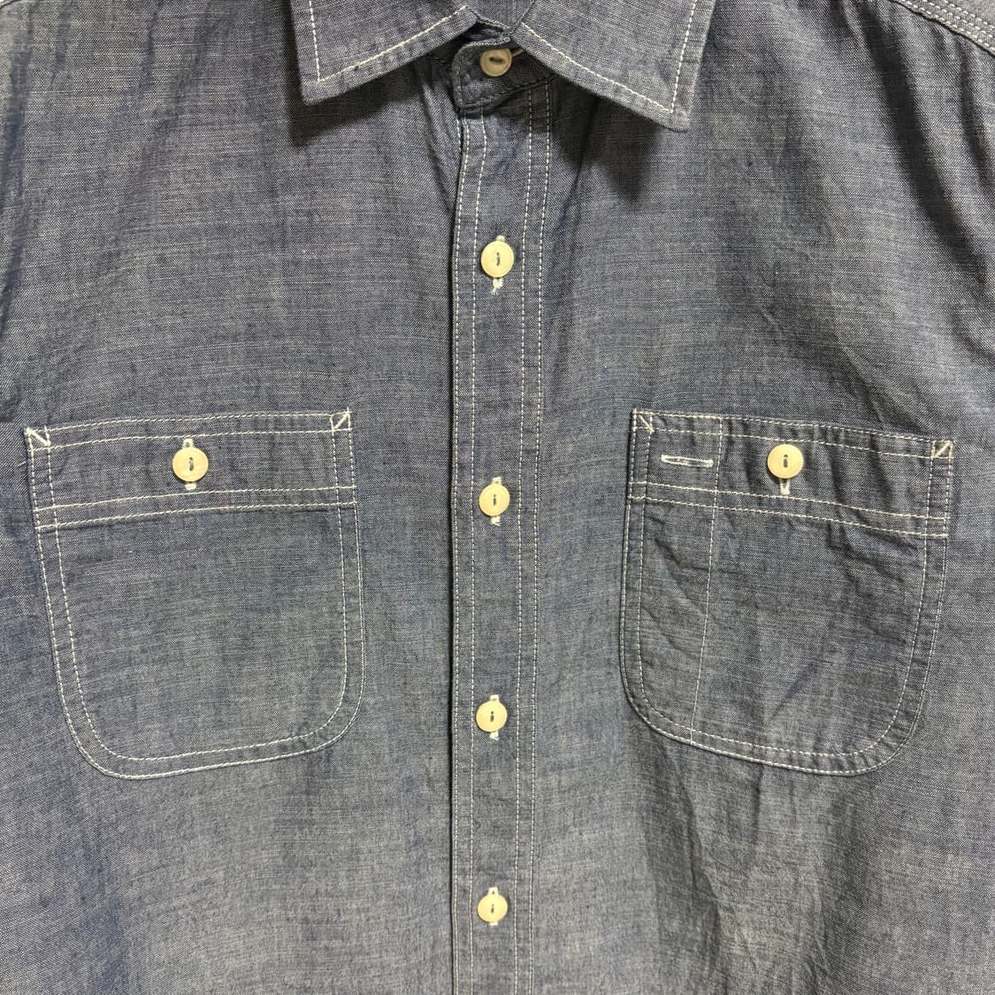 유니클로 샴브레이 워크셔츠 / 진청, M 상품이미지5