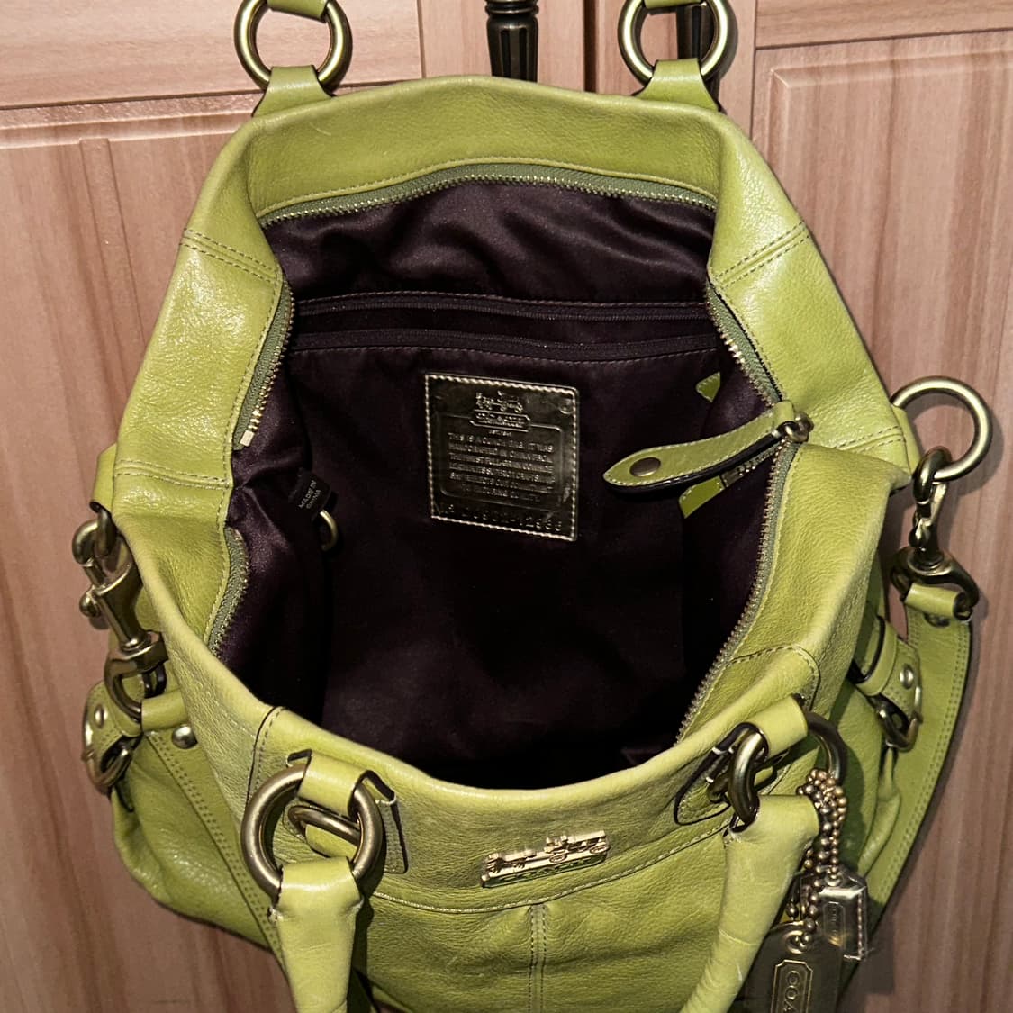 코치 Coach 토트백 숄더백 빈티지 라임 그린 브라운 y2k 두쫀쿠 상품이미지6