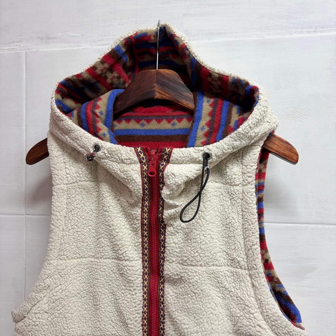 패턴 후리스 플리스 리버서블 후드 베스트 JPN 상품이미지4