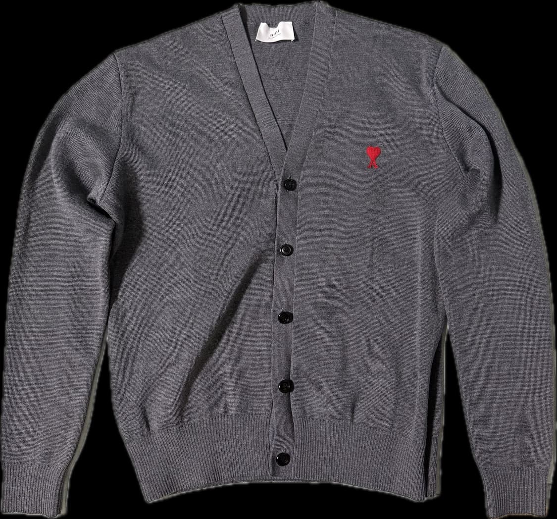 아미 스몰 하트 로고 울 가디건 그리 신 상품이미지2