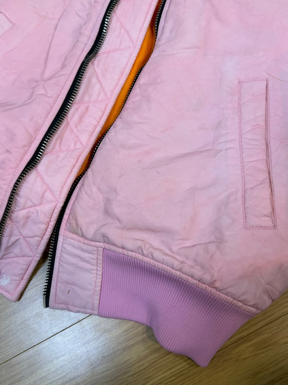 스투시 다이드 나일론 봄버 핑크 L 상품이미지7