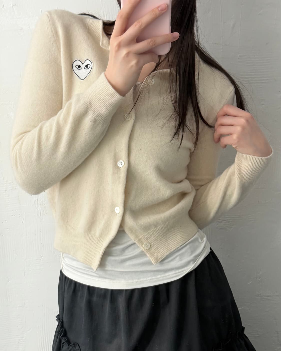 COMMEdesGARÇONS 꼼데가르송 하트와펜 아이보리컬러 울 가디건 상품이미지1