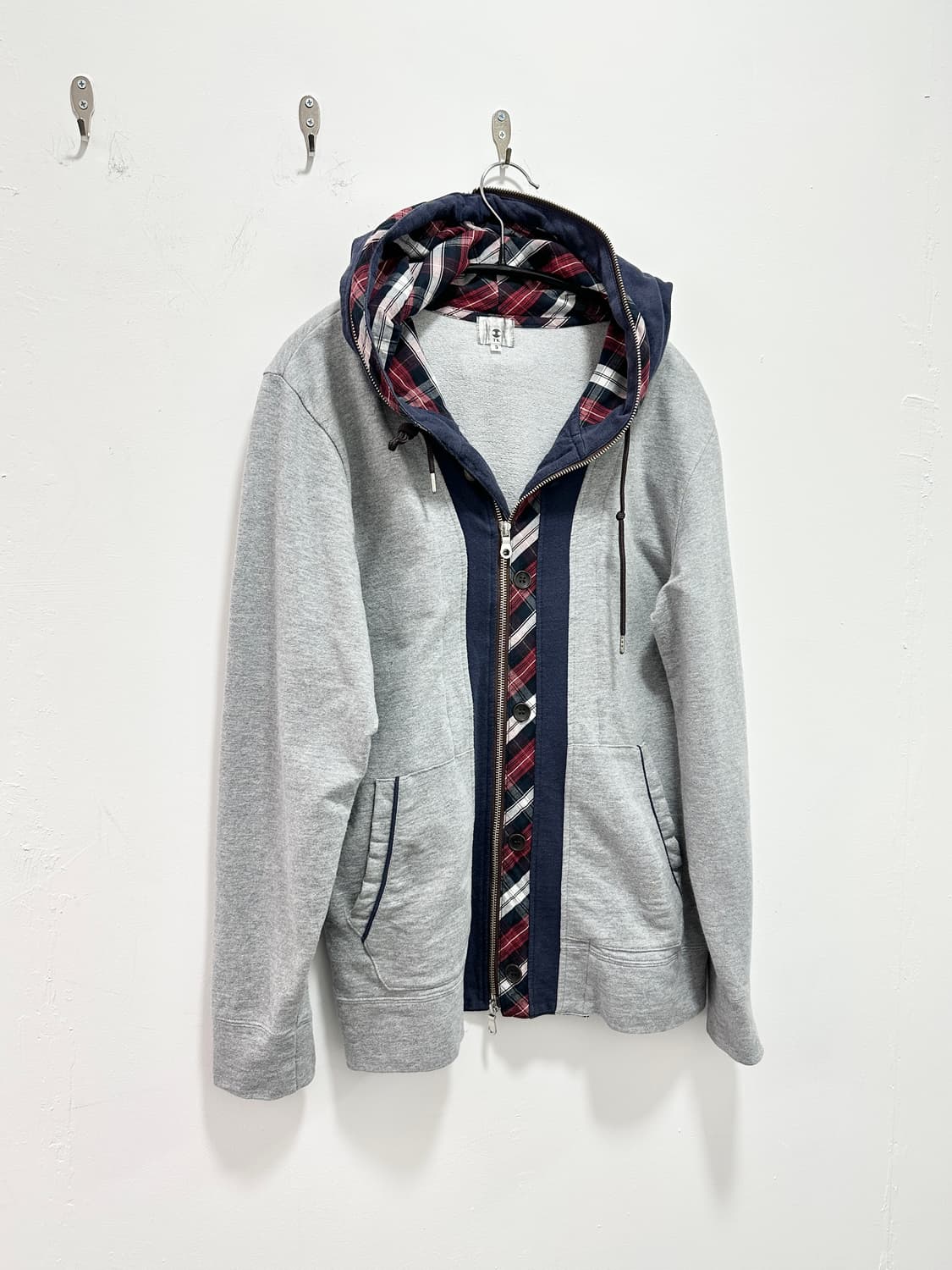TK 2way check detail full hood zip 상품이미지2