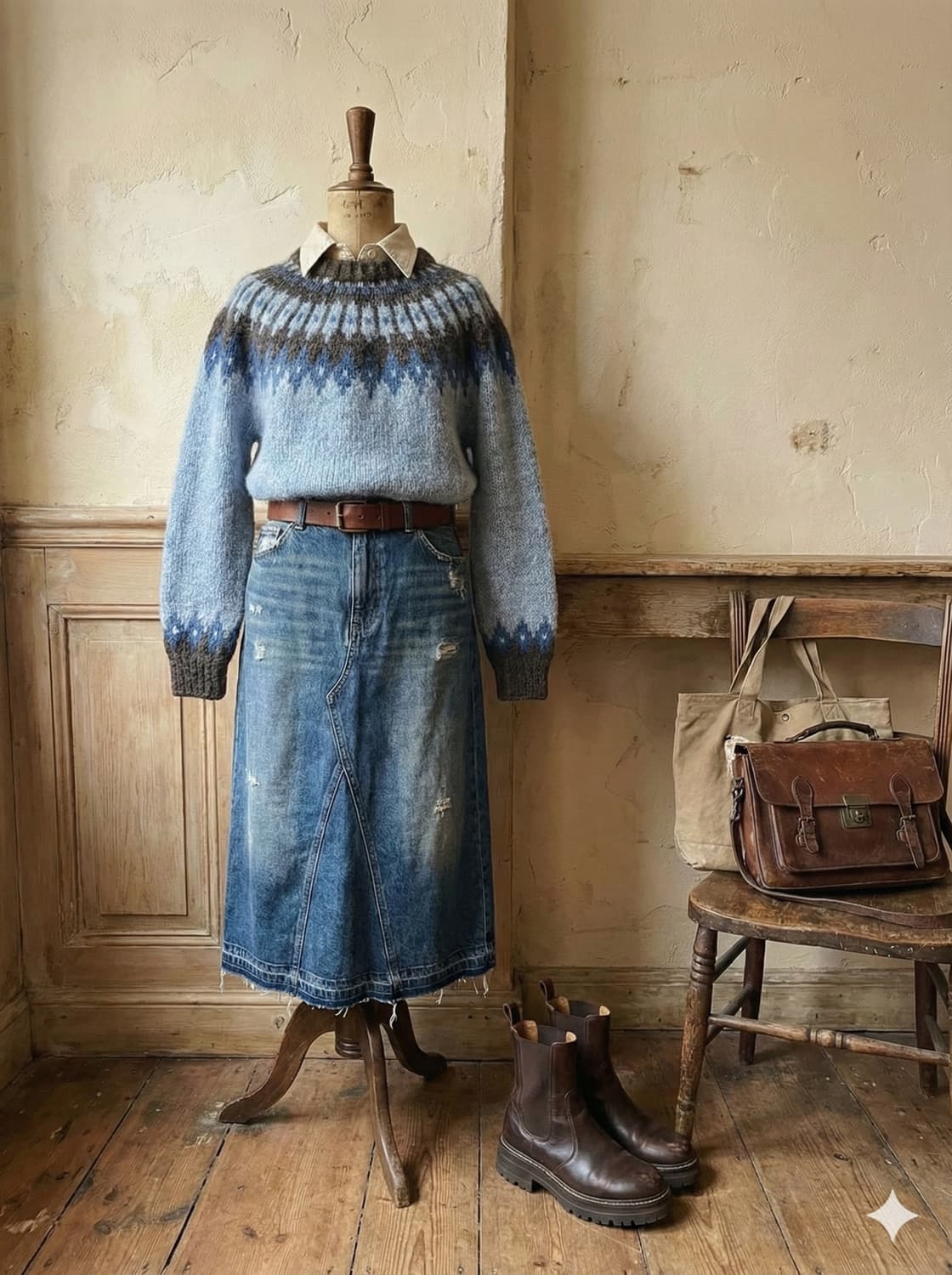 스카이블루 울 노르딕스웨터 상품이미지3