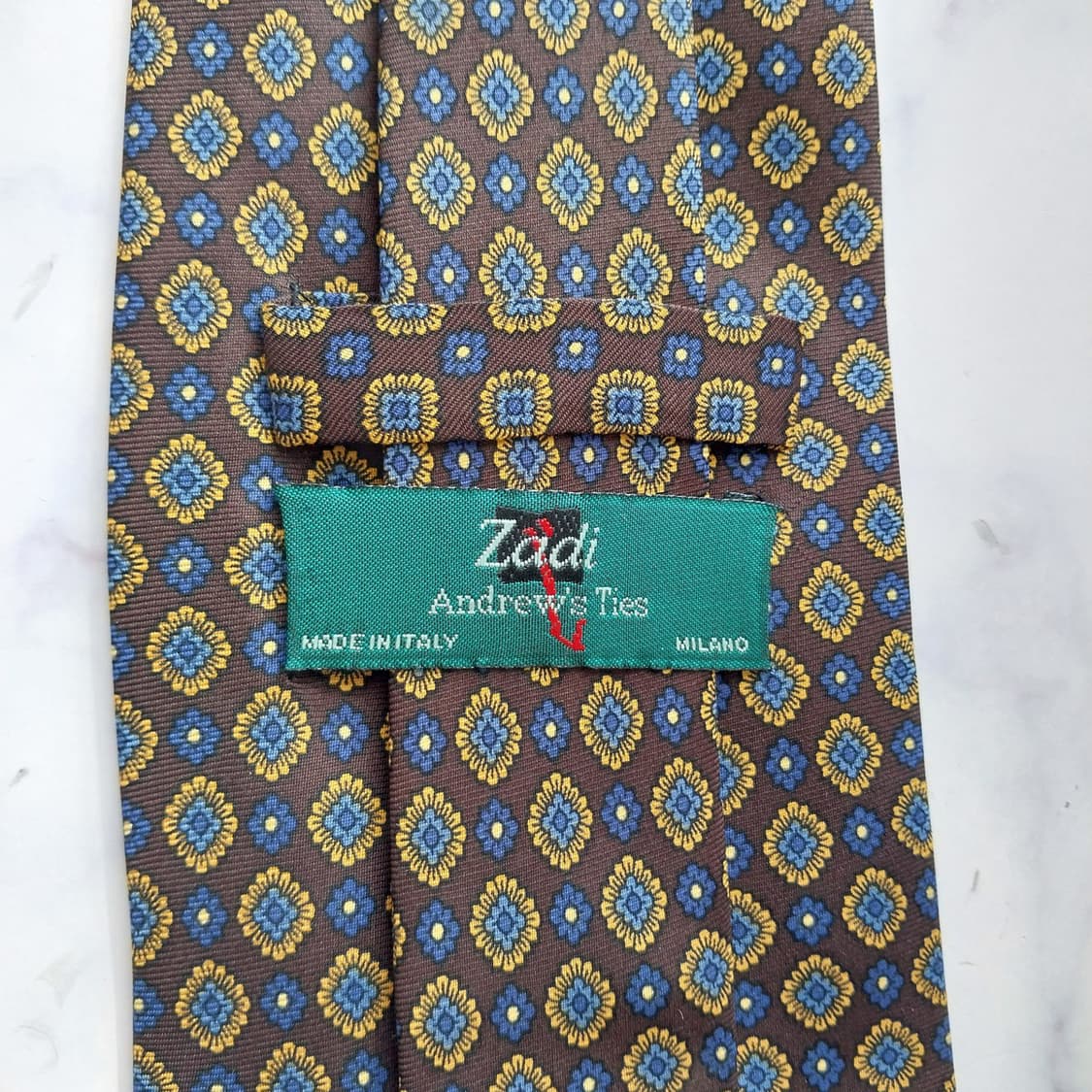 앤드류스타이 실크 브라운 패턴 넥타이 9.9cm A+등급 K2208
 상품이미지9