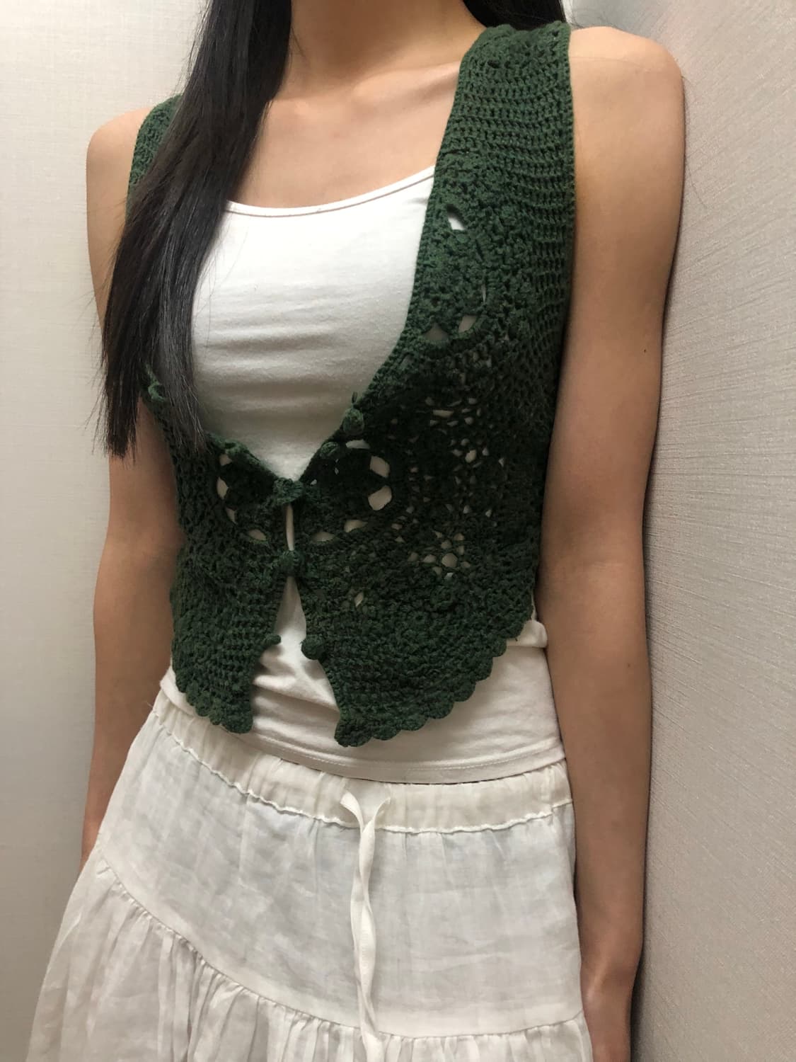 빈티지 카키 니트 베스트 상품이미지1