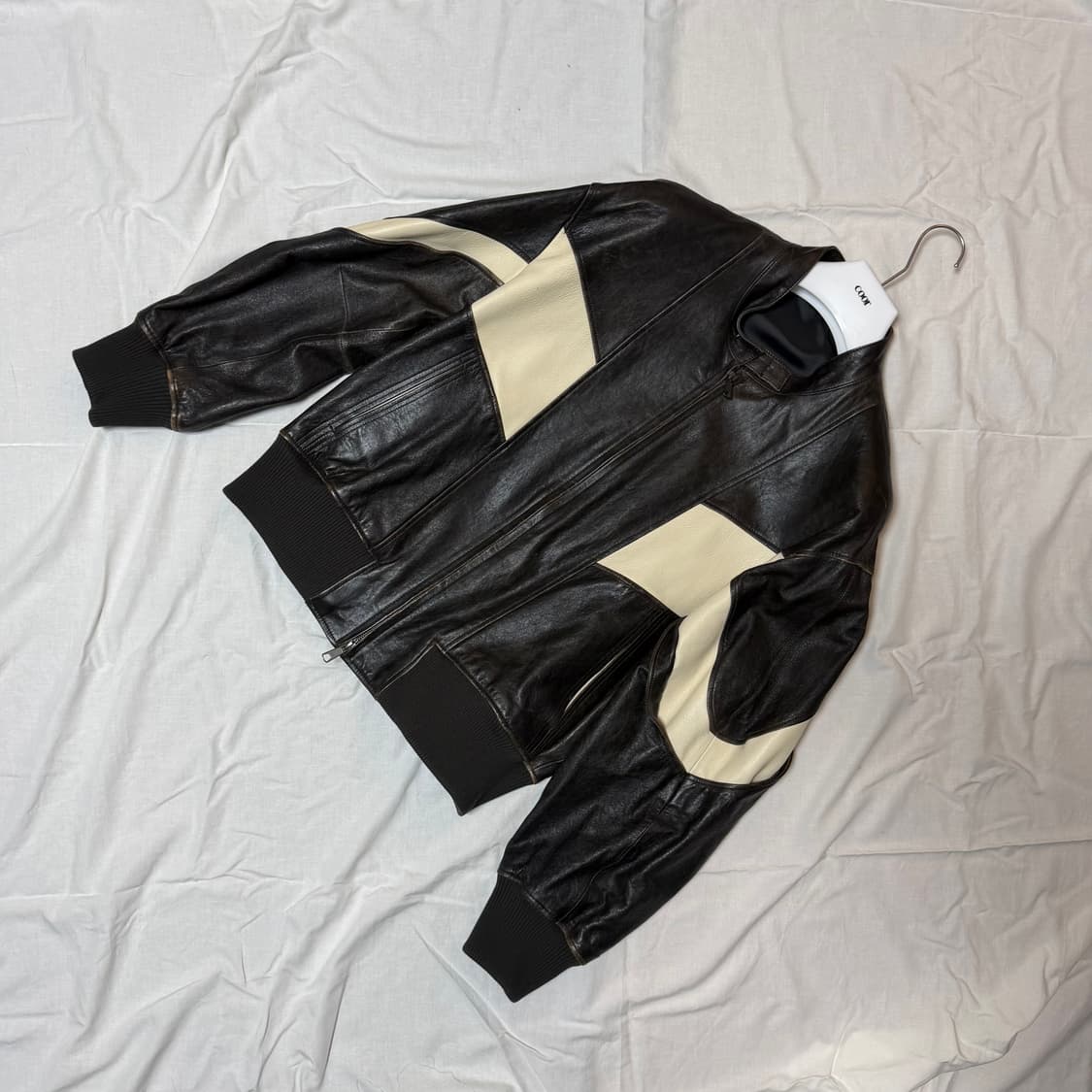 [쿠어] 디스트레스 믹스드 레더 자켓 L 상품이미지1