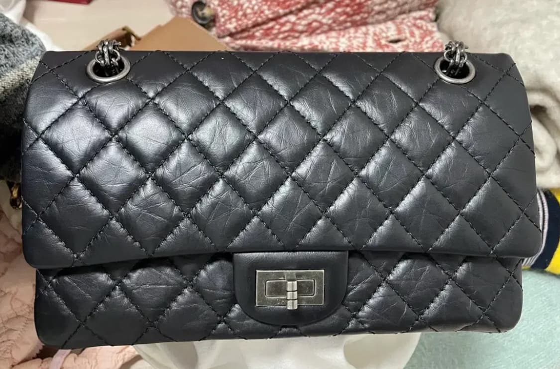 빈티지샤넬 은장 블랙 체인 미디움 플립백 카프스킨 미듐 숄더 상품이미지1