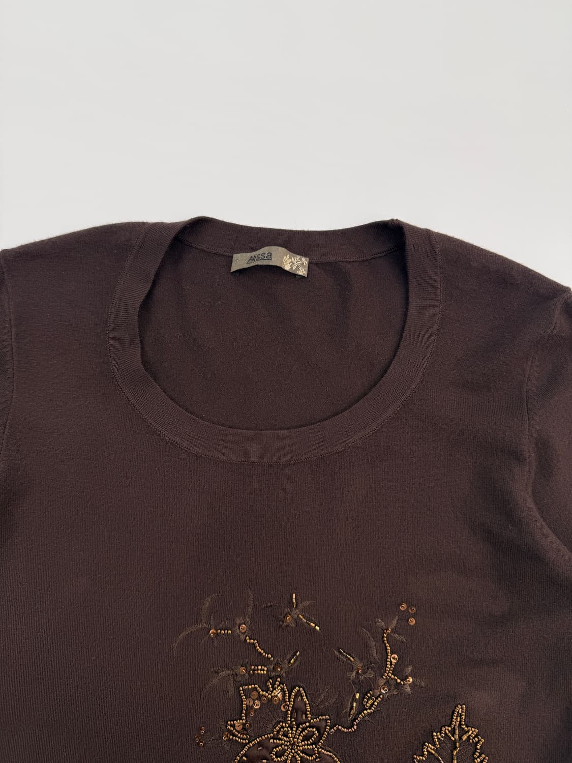빈티지 Alissa 브라운 자수 비즈 니트 상품이미지3