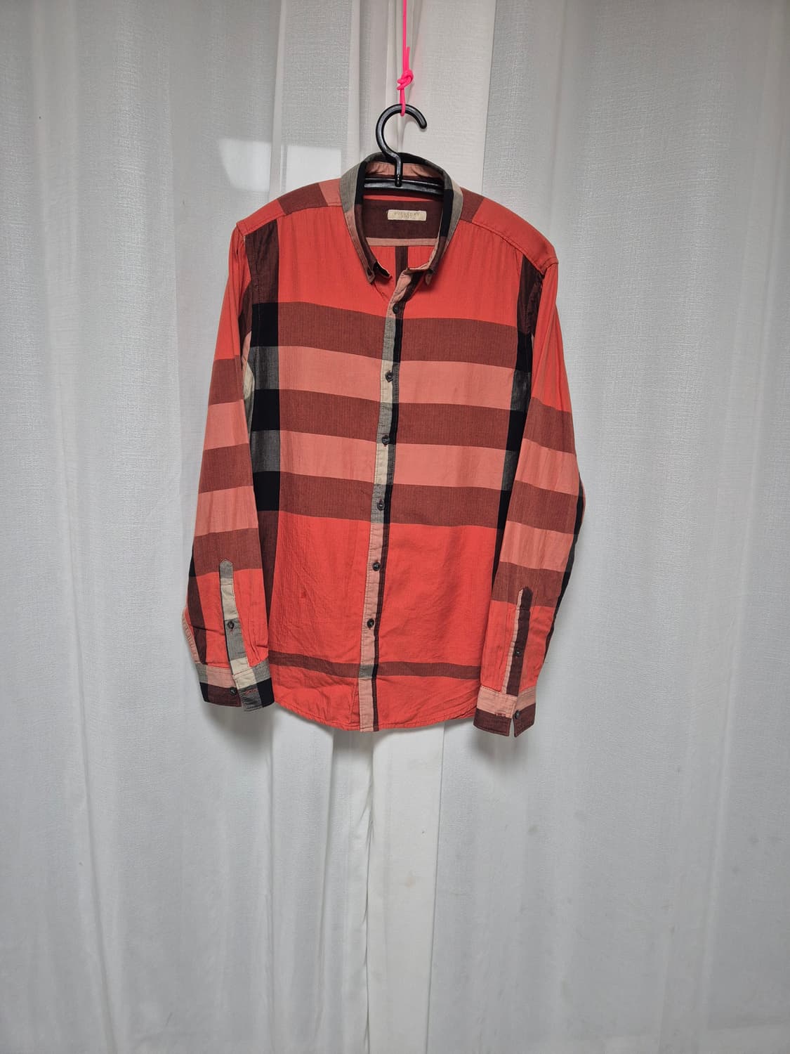 버버리 남성 핑크 체크 셔츠 M 상품이미지1