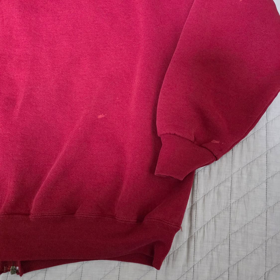 [XL] 90s USA 빈티지 러셀 후드 집업 레드/버건디 블리칭 상품이미지6